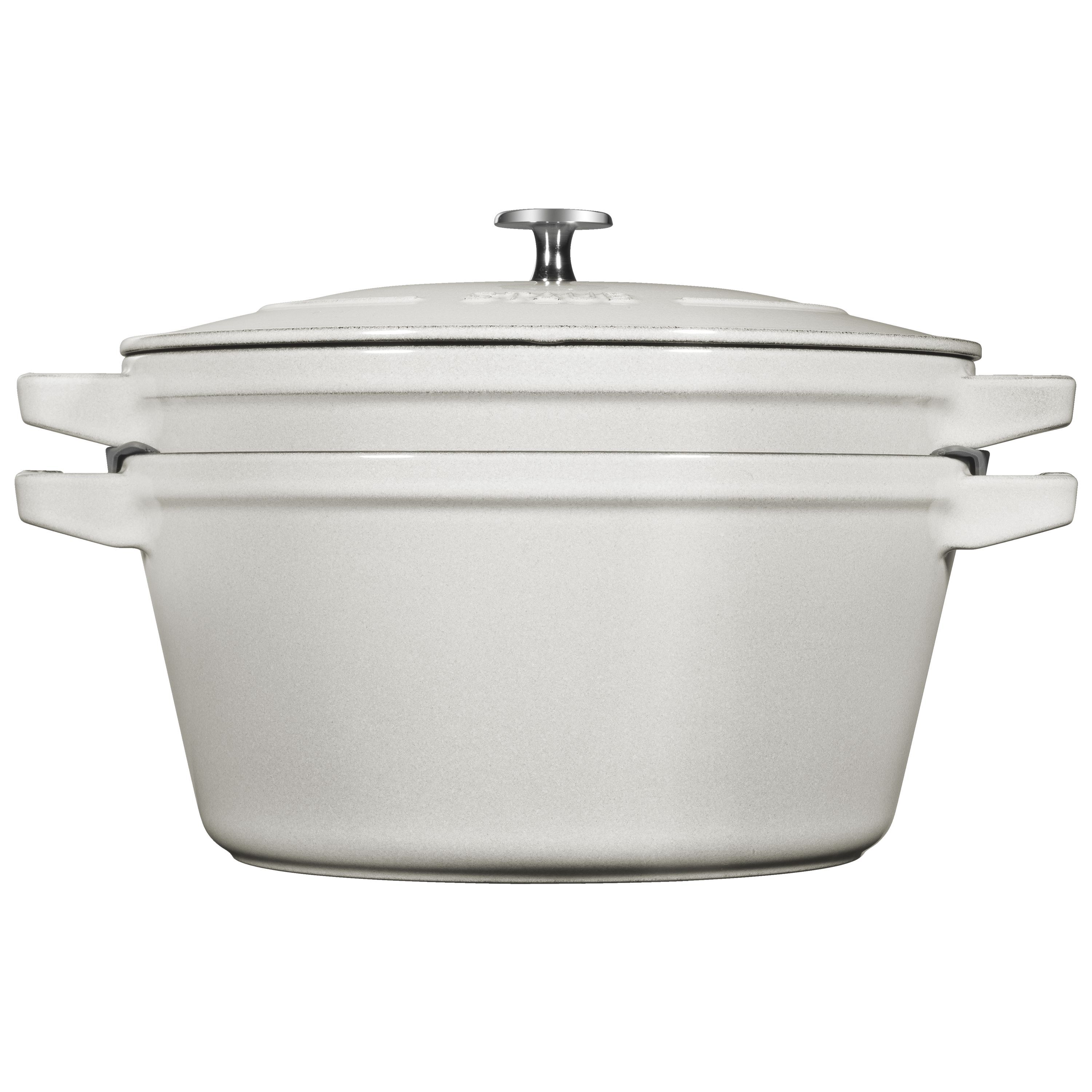 2-pcs Cast iron Pot set Stackable white truffle