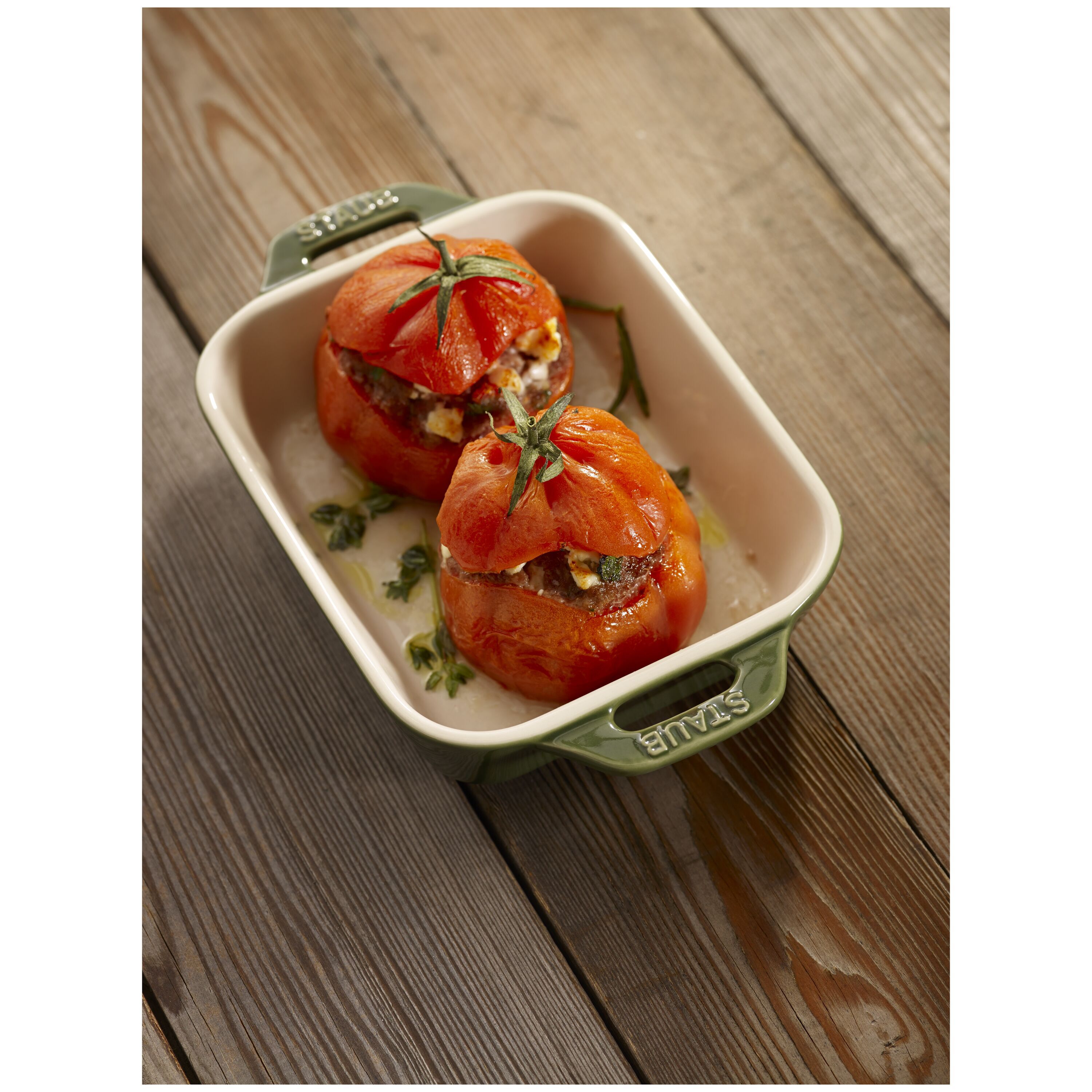 14 x 11 cm rectangular ceramic Oven dish basil-green