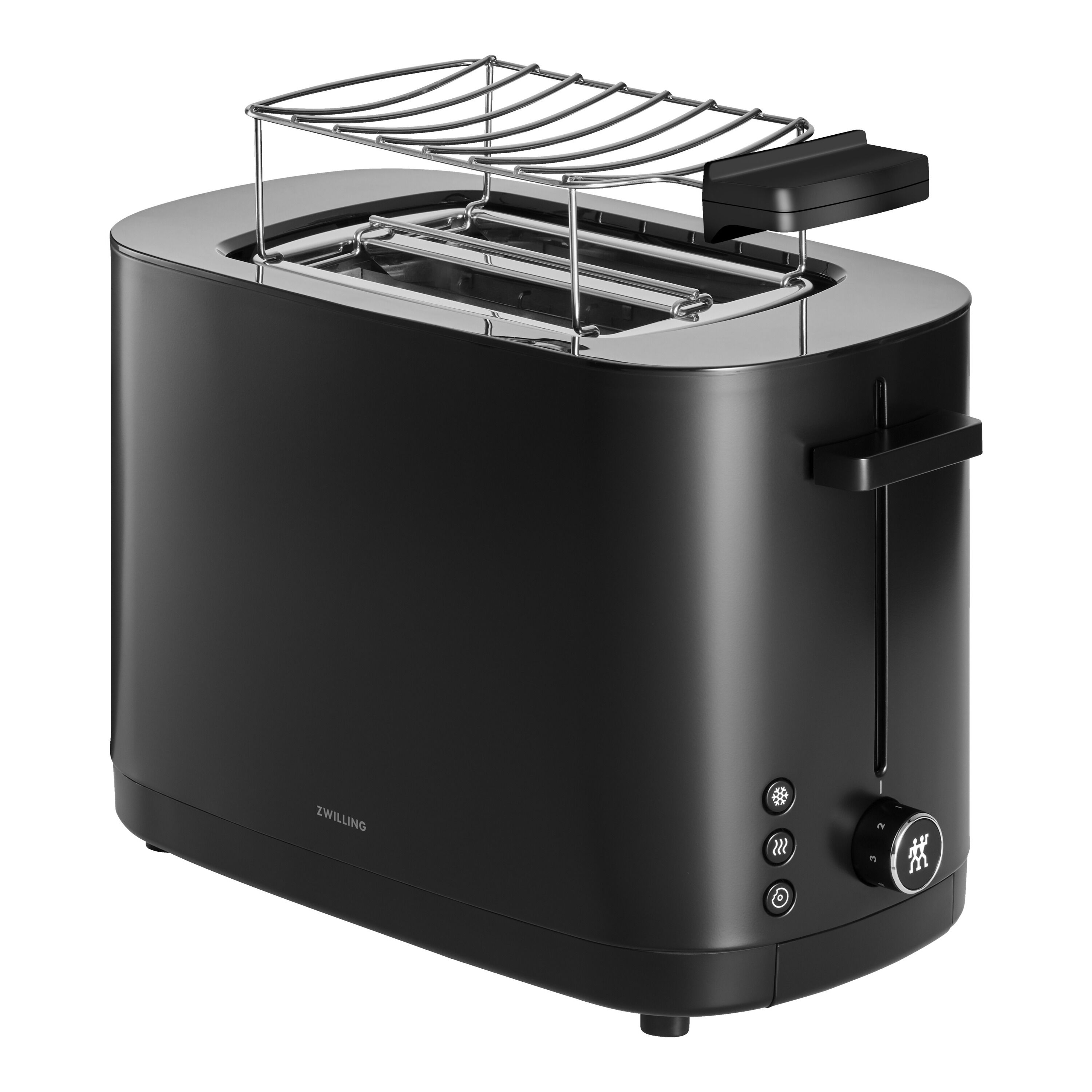 2 short slots Toaster with bun warmer black