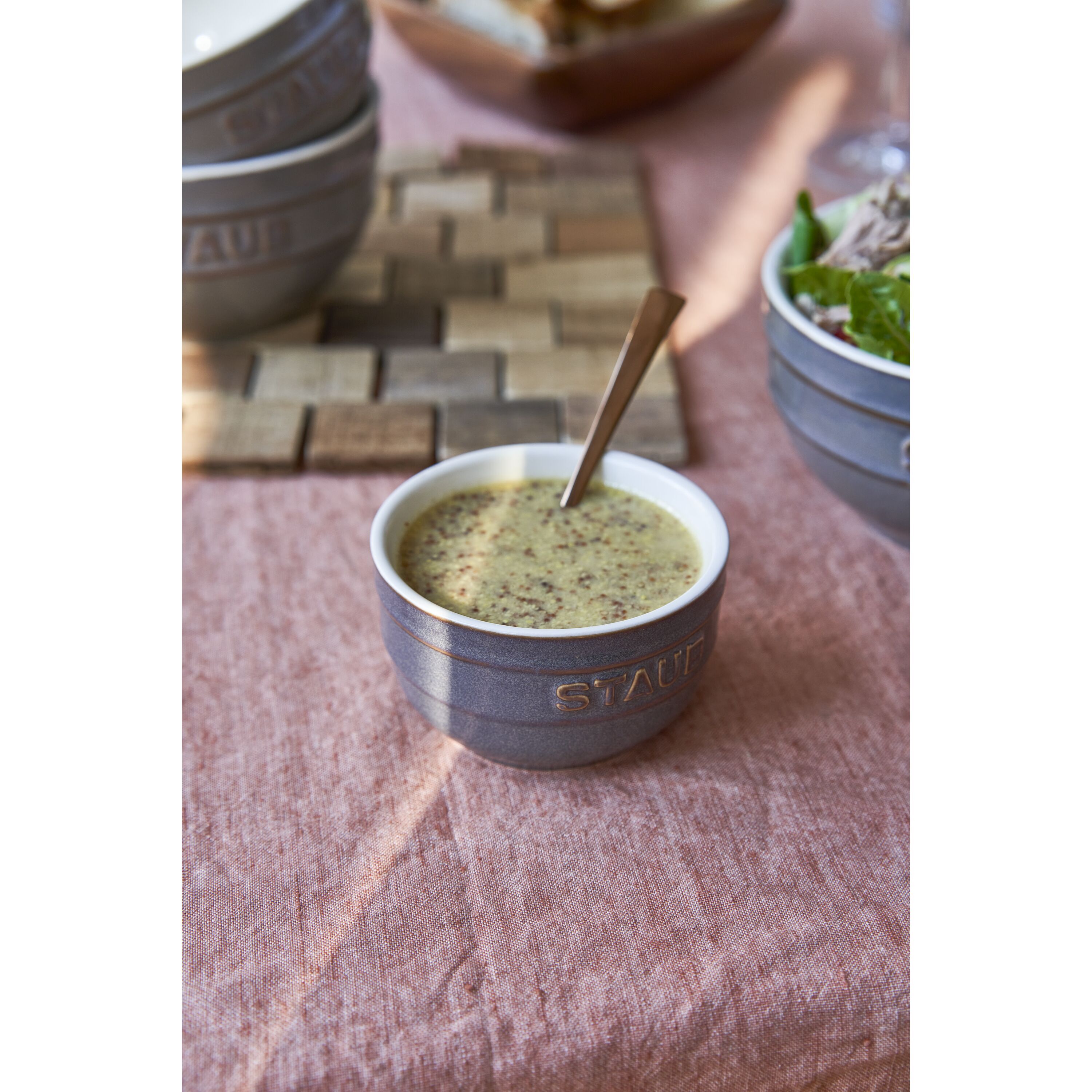 9 cm / 2-pcs round ceramic Ramekin set ancient-grey