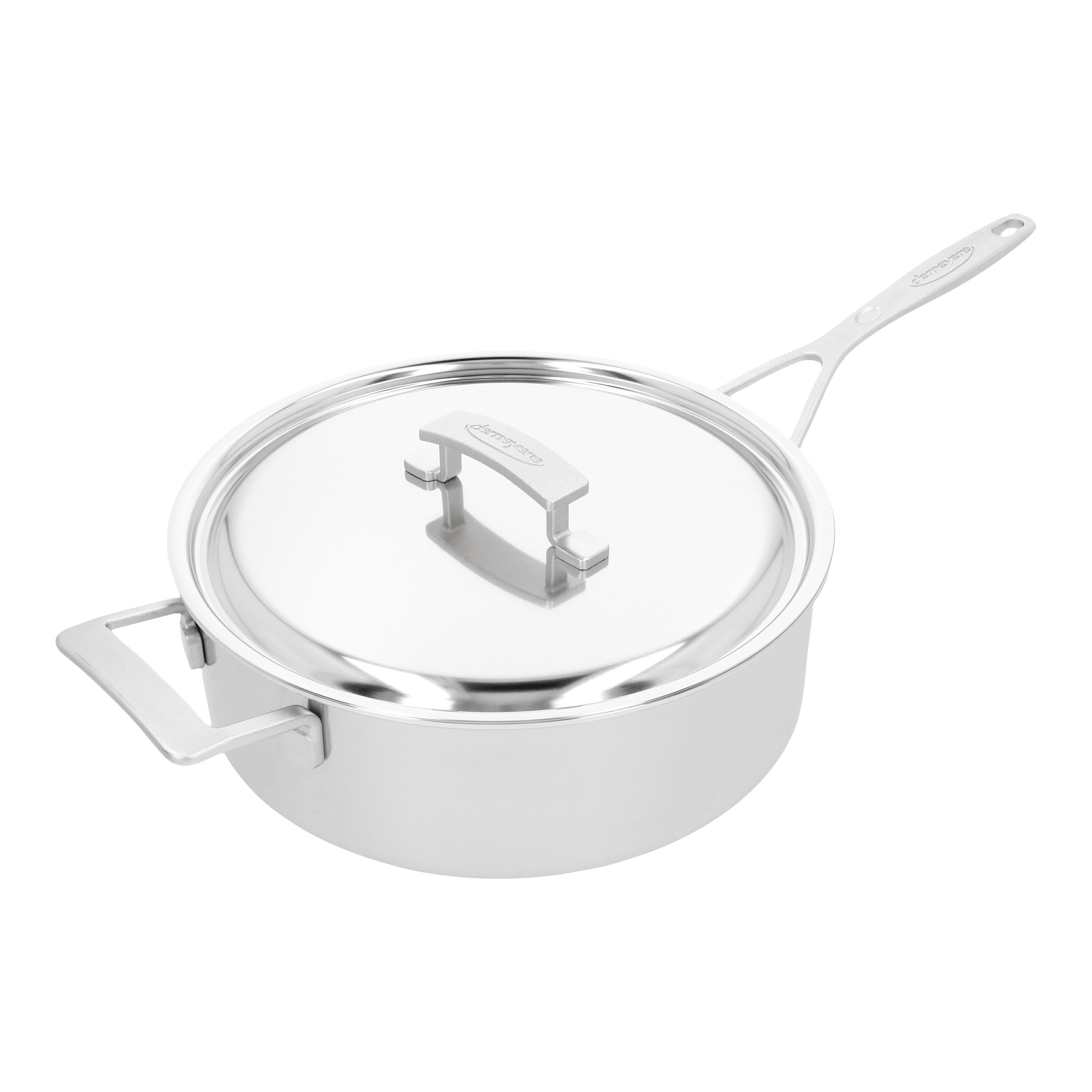 28 cm round 18/10 Stainless Steel Saute pan with lid silver