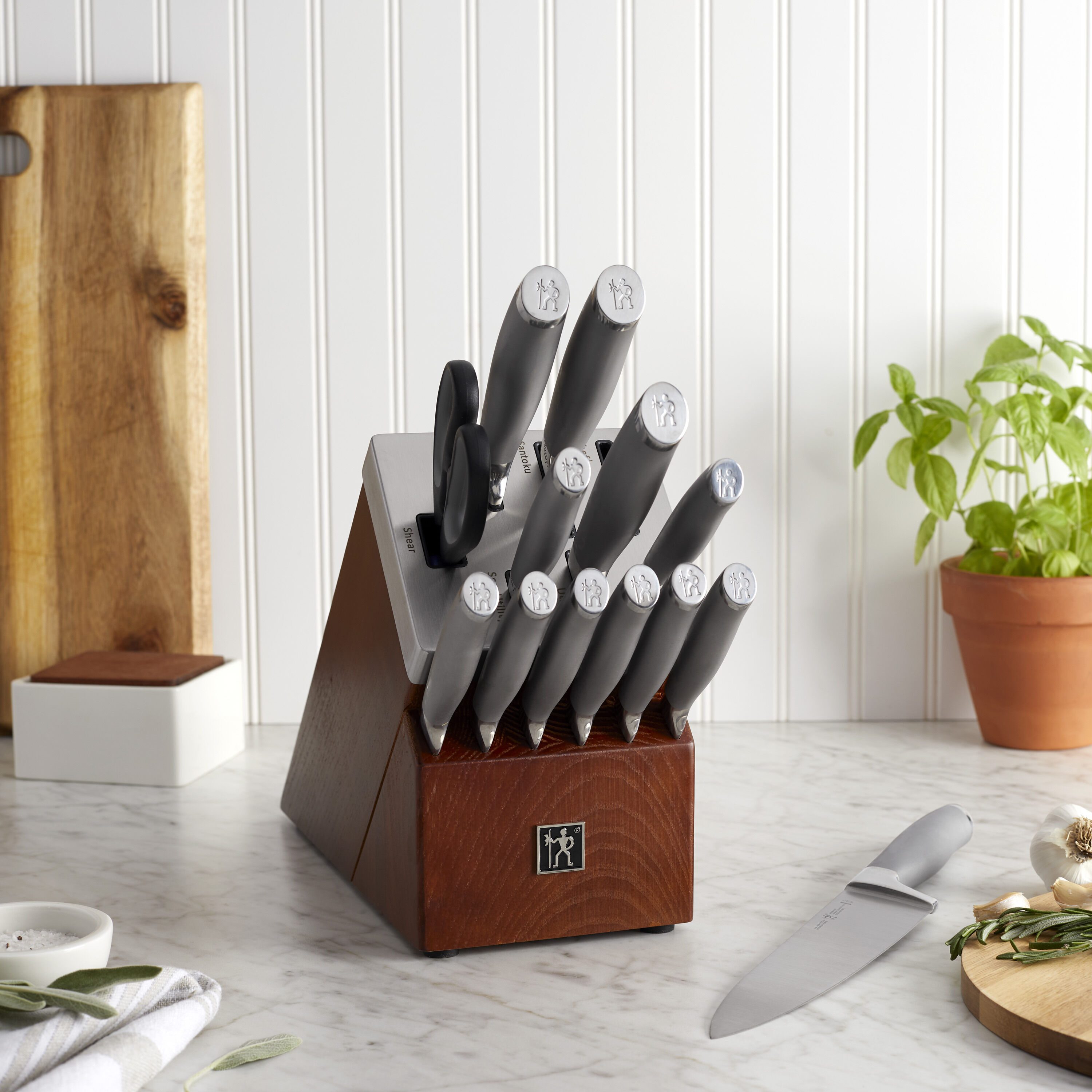 14-pcs, Knife block set, brown