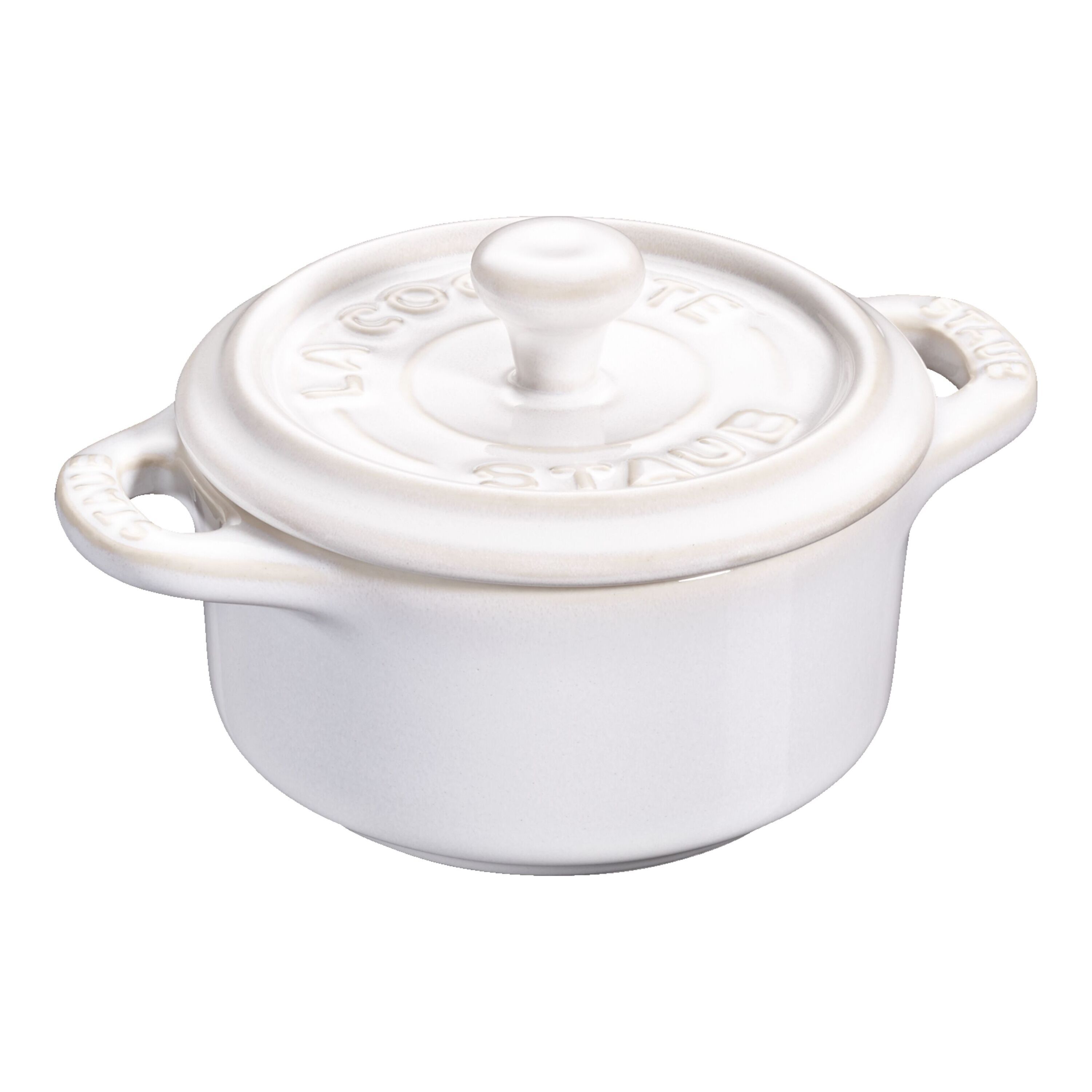 10 cm round ceramic Mini Cocotte ivory-white