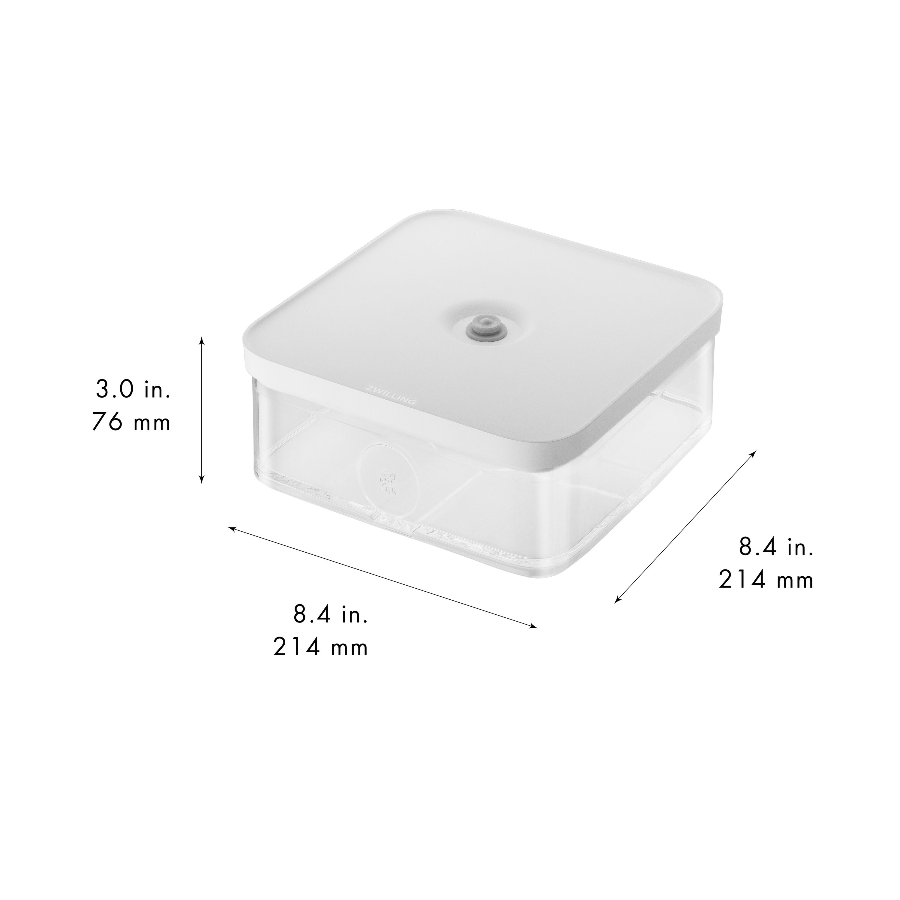 CUBE Box L / 21 cm, transparent-white