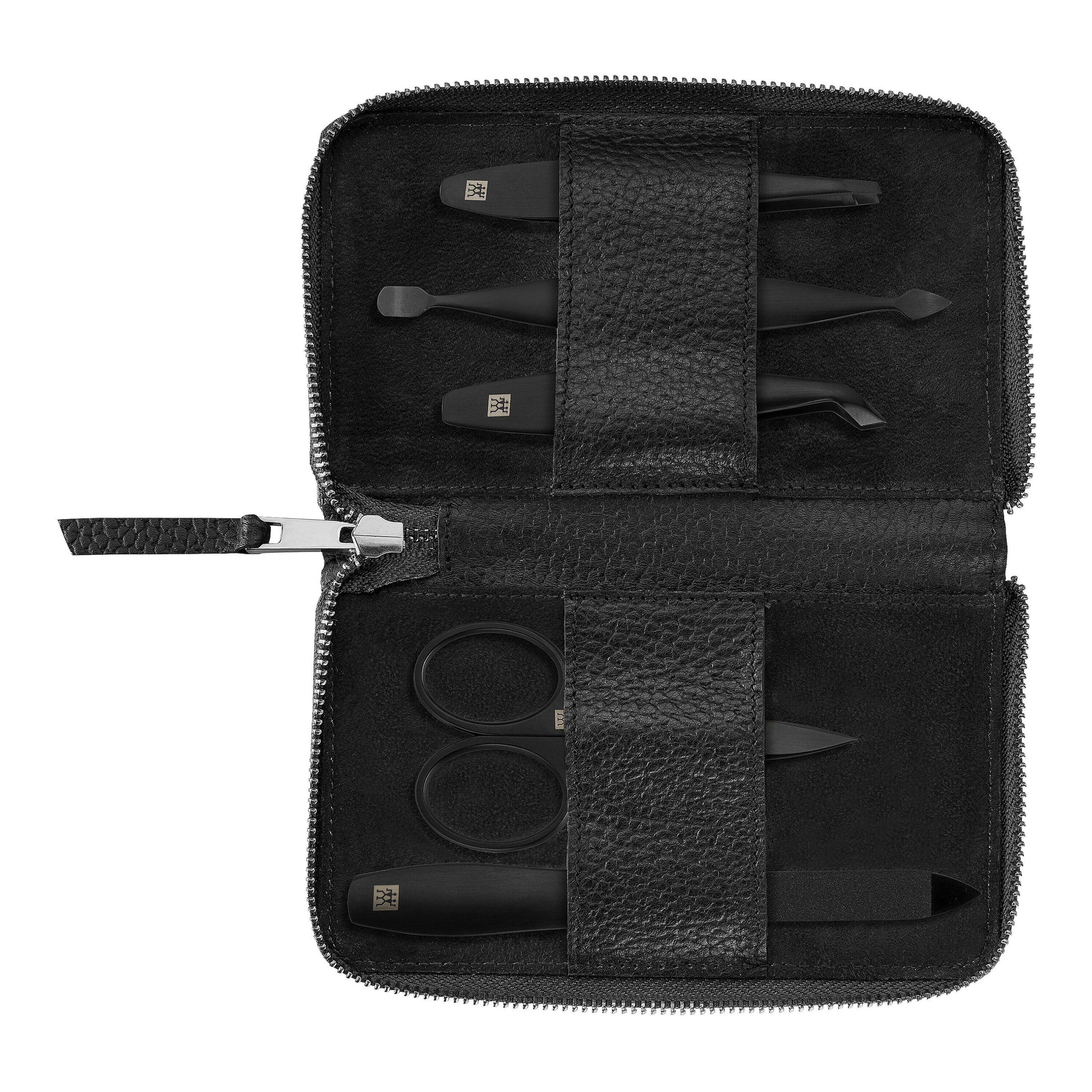 5-pcs Leather Zip fastener case black