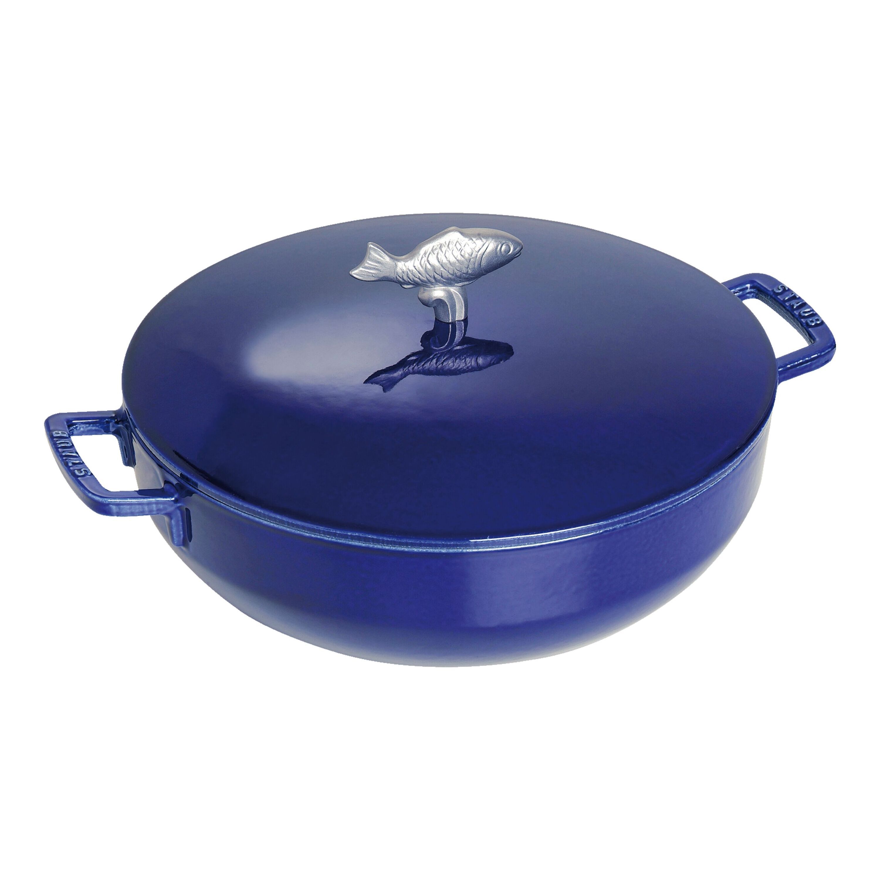 28 cm round Cast iron Bouillabaisse pot dark-blue