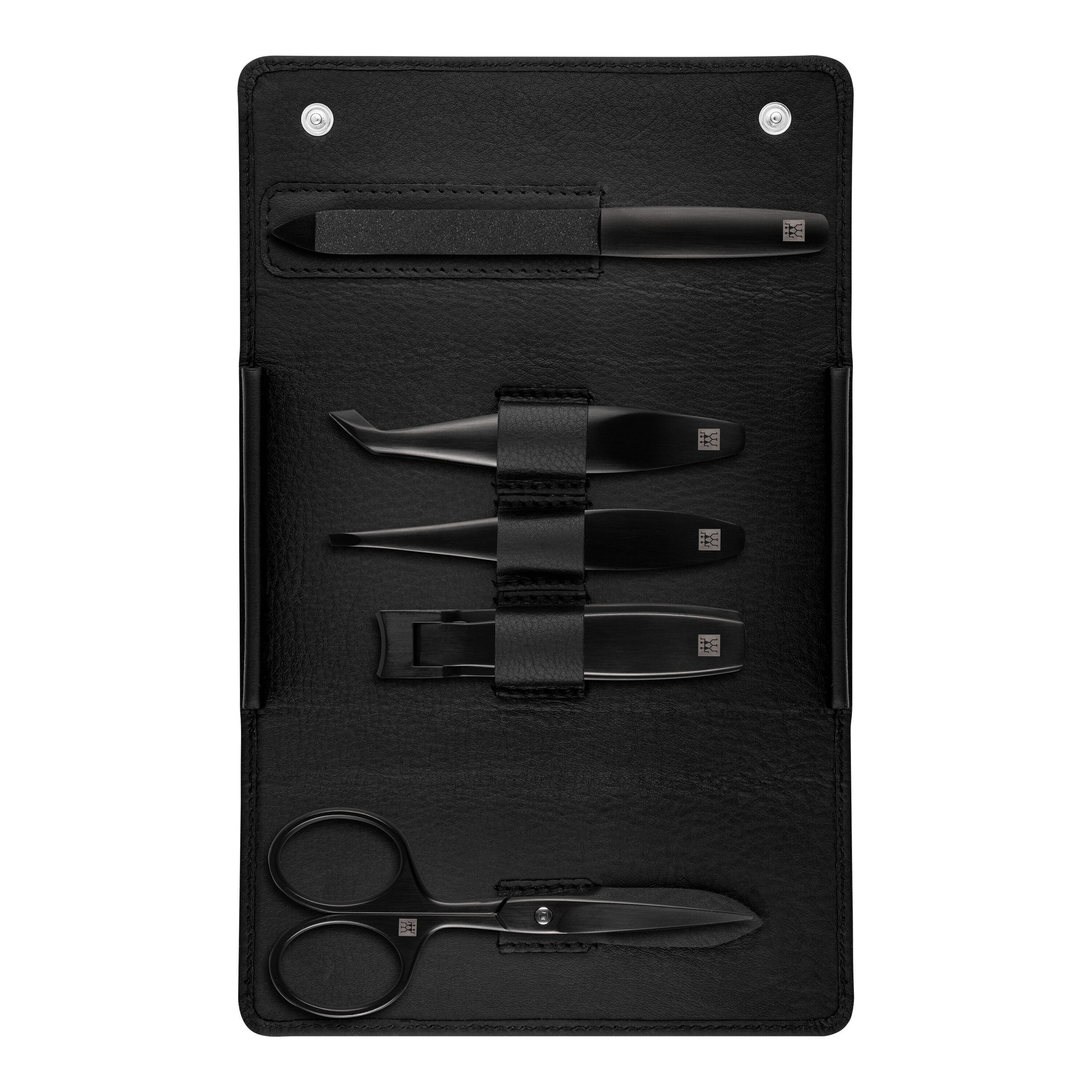 5-pcs Leather Snap fastener case black