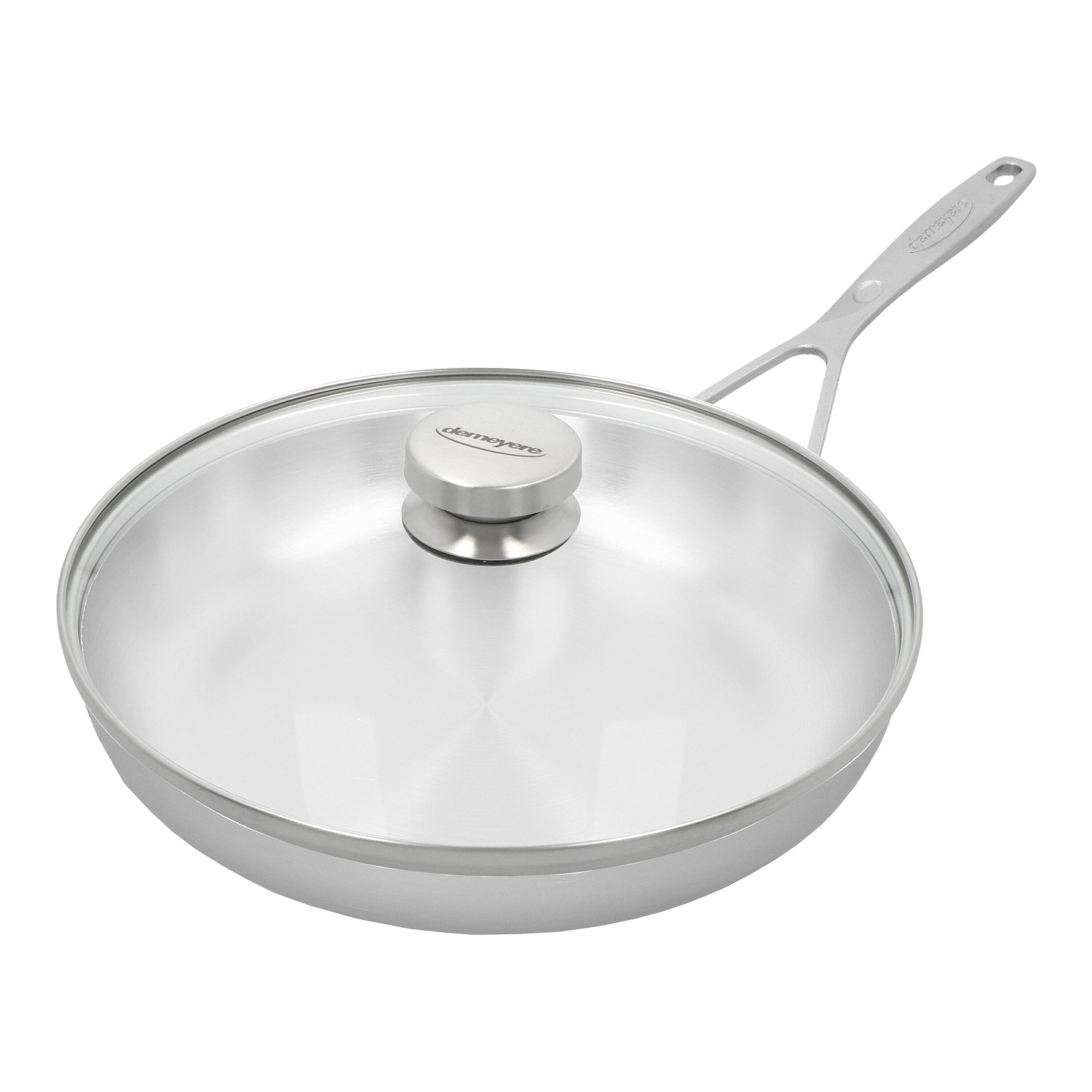 28 cm 18/10 Stainless Steel Frying pan with glass lid silver