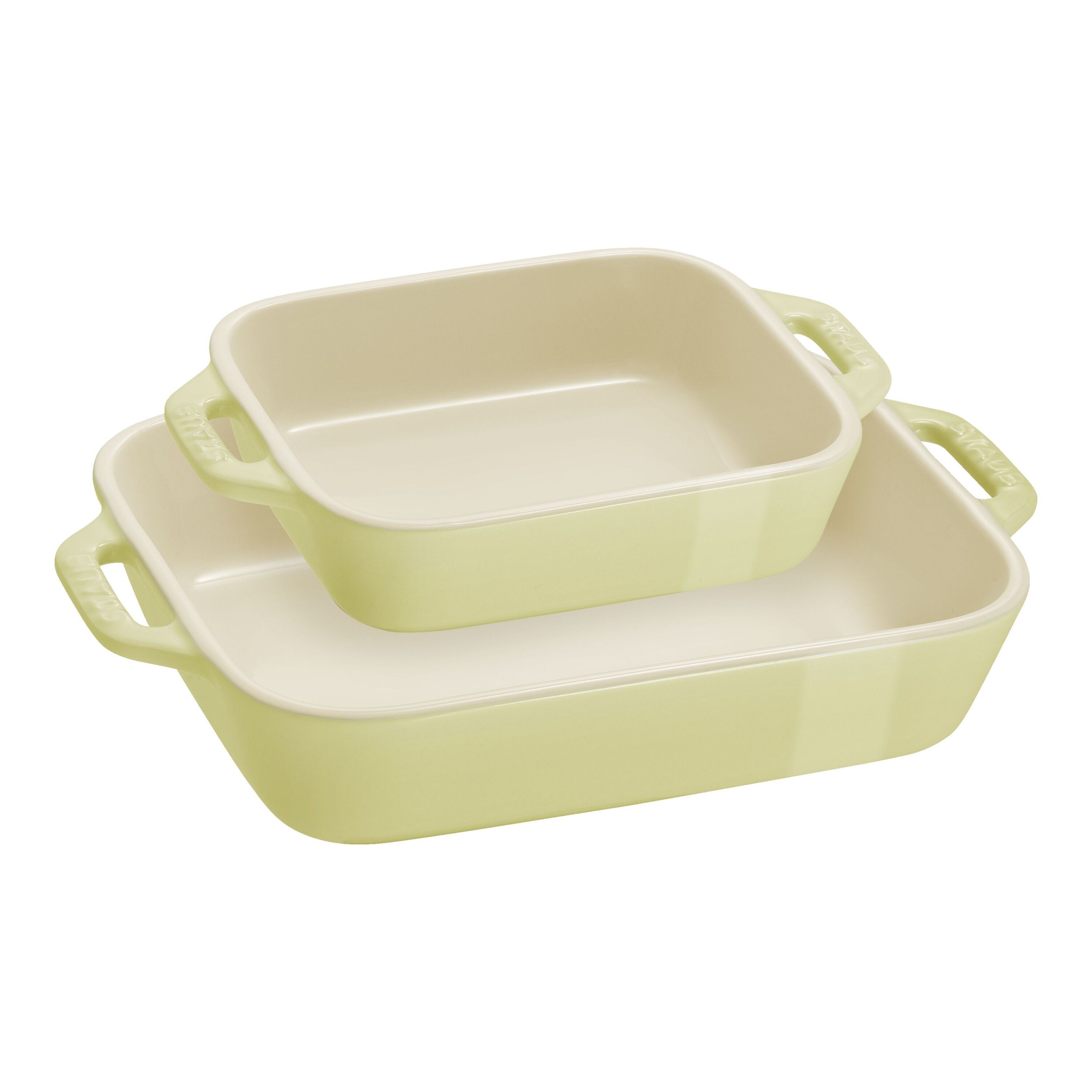 2-pcs rectangular ceramic Ovenware set light green