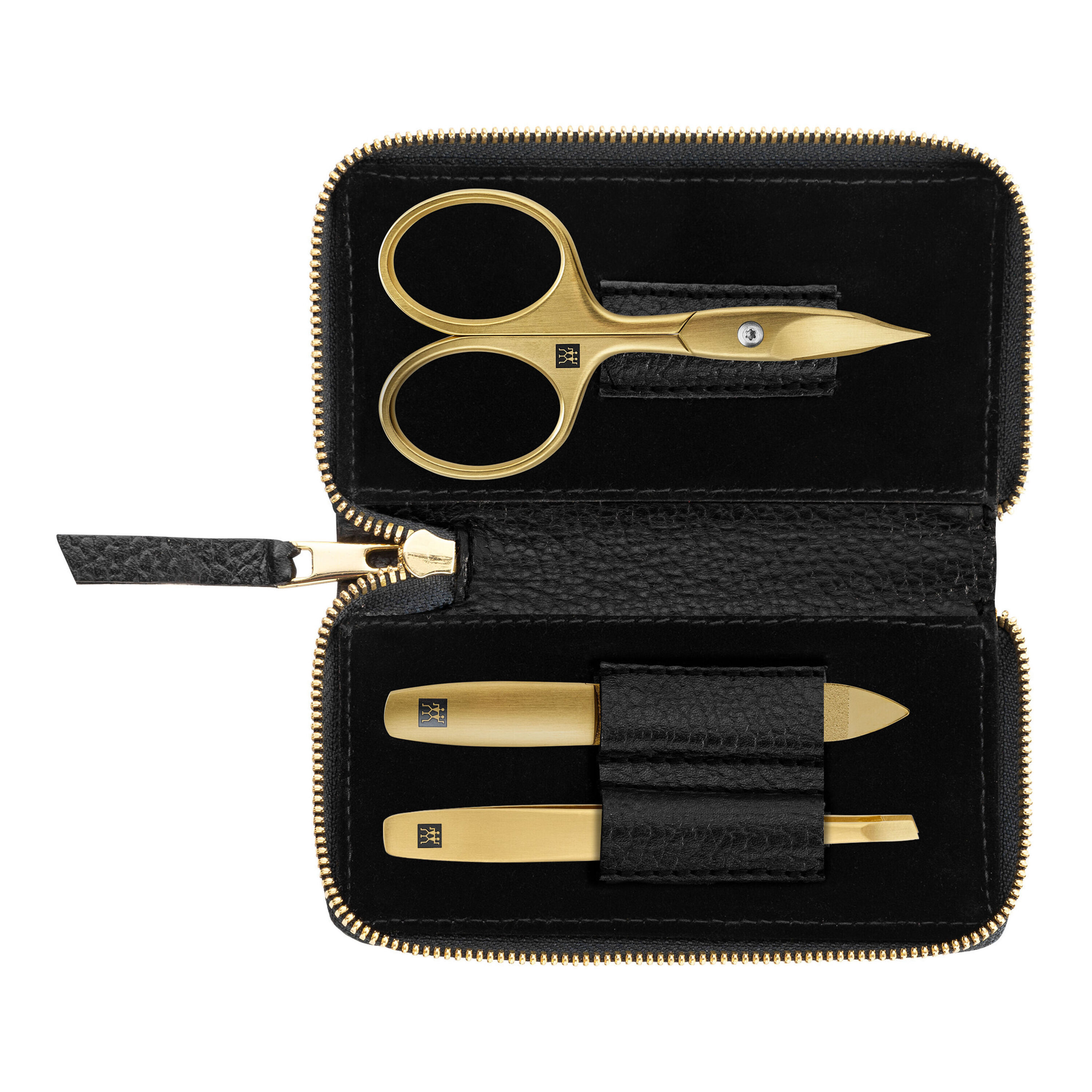 3-pcs Calf leather  Manicure Case black
