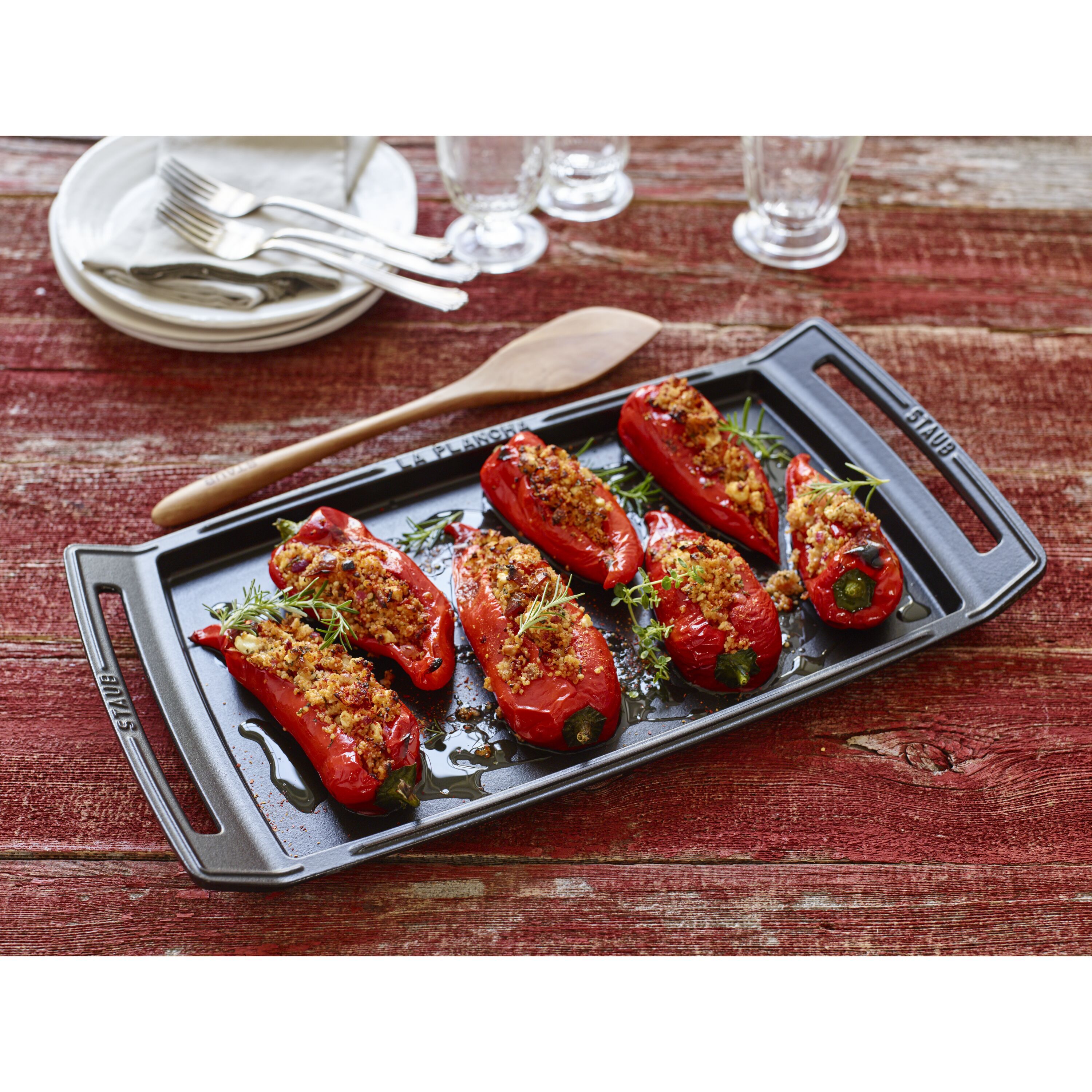38 cm Cast iron Plancha shiny-black