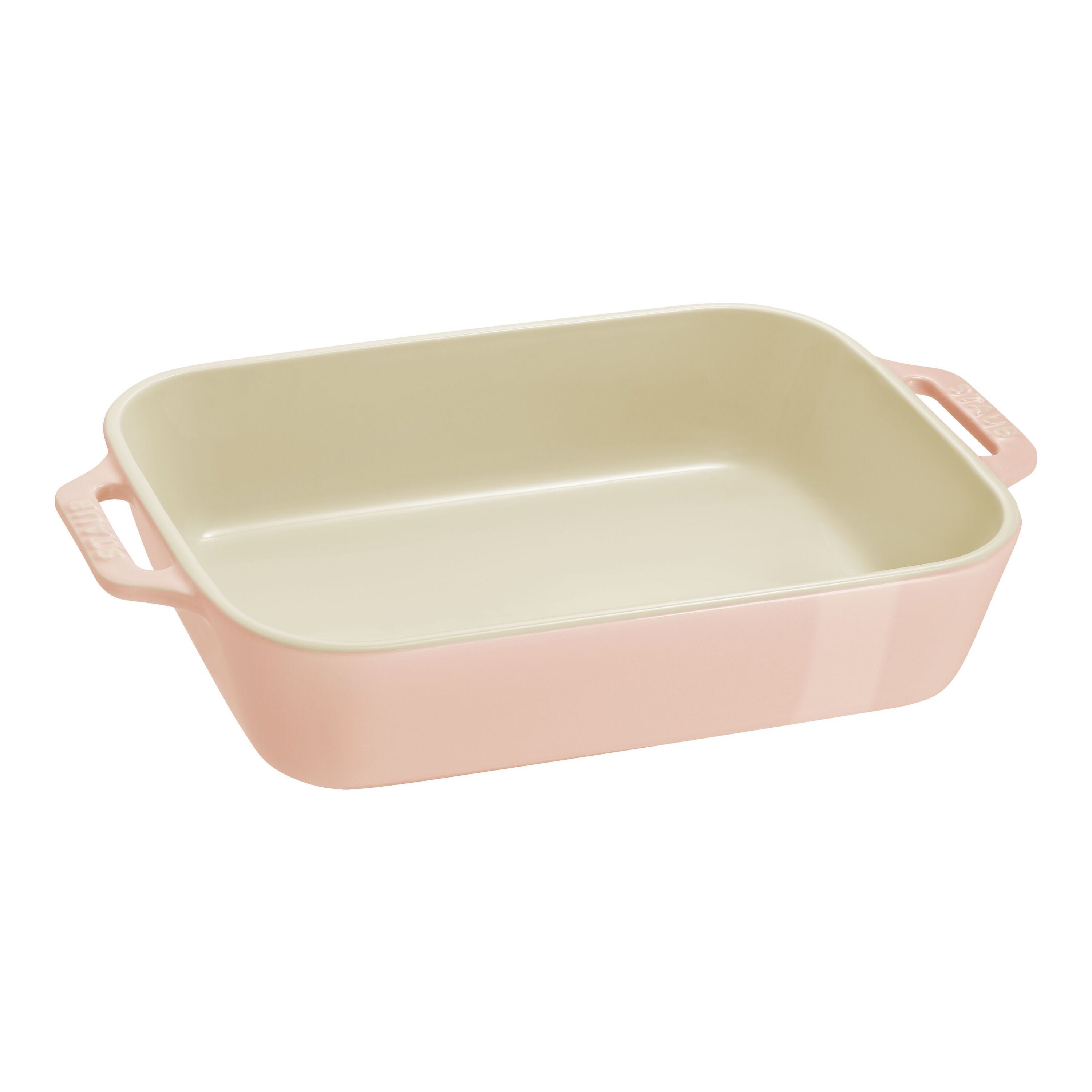3-pcs rectangular ceramic Ovenware set light pink