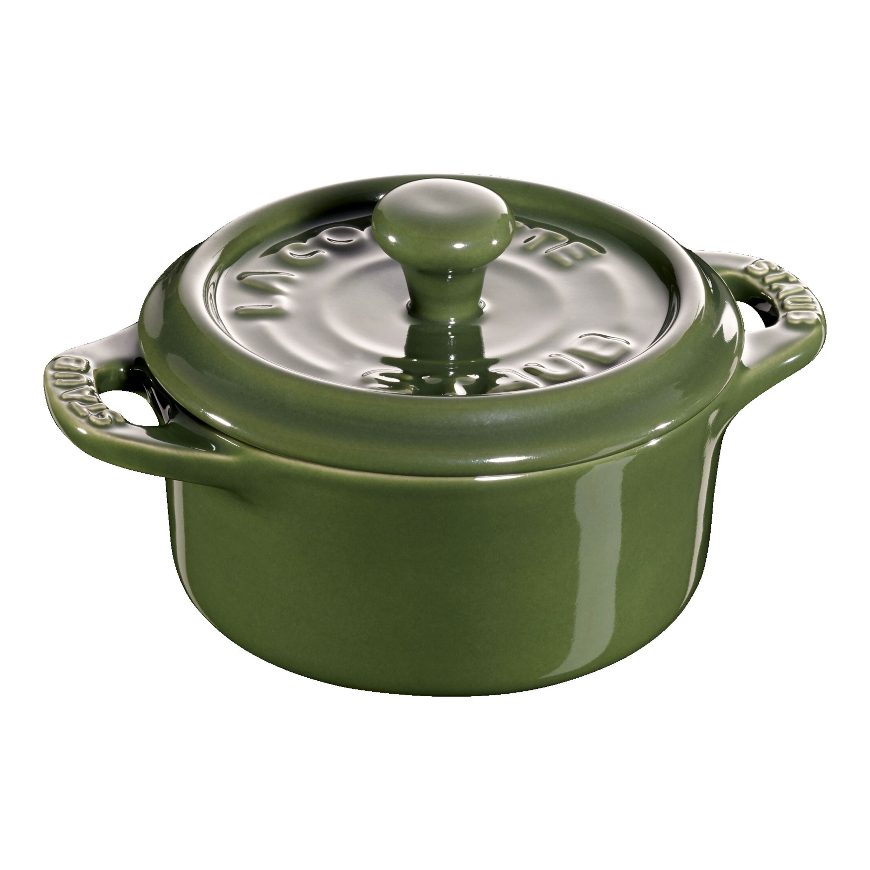 10 cm round ceramic Mini Cocotte basil-green