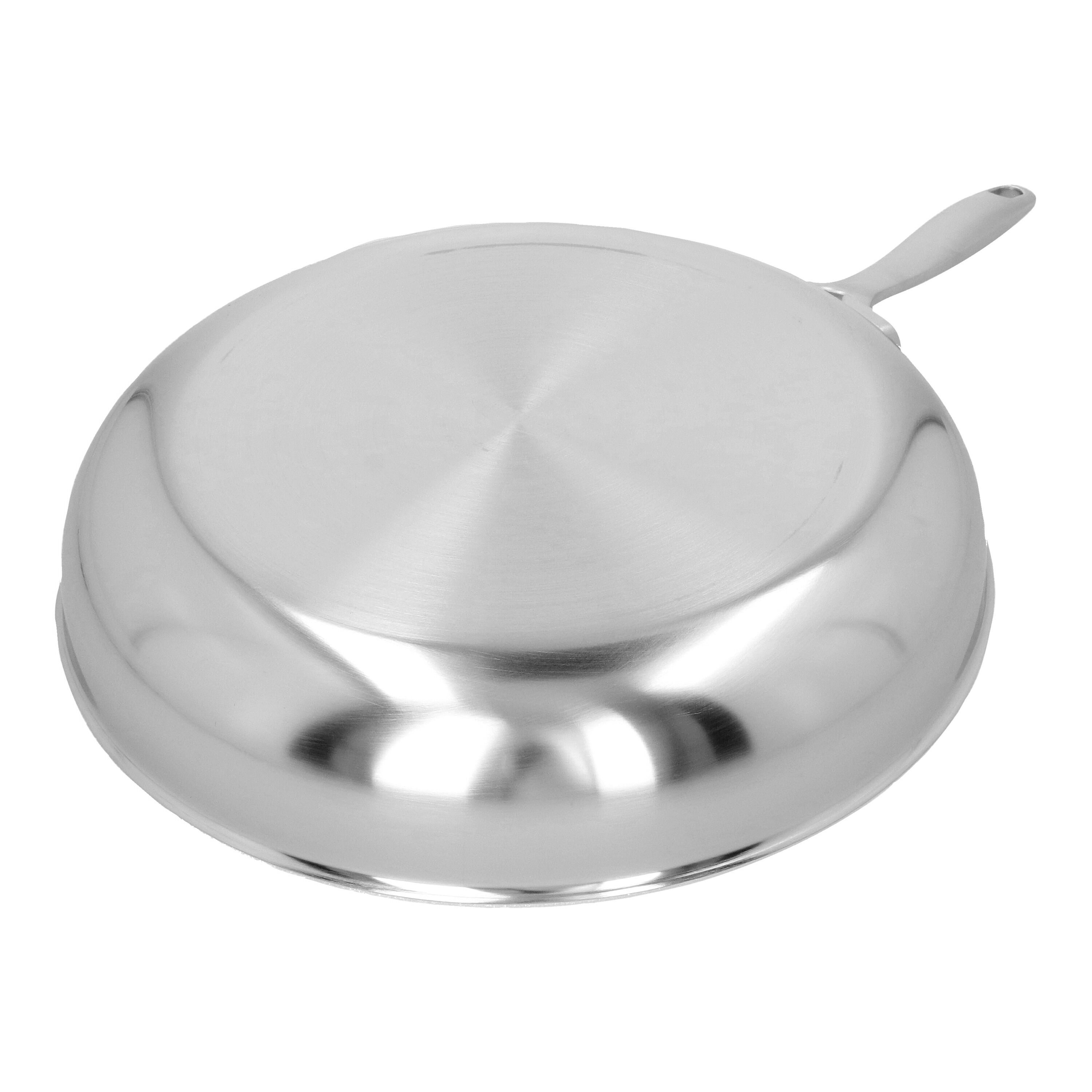 28 cm 18/10 Stainless Steel Frying pan with glass lid silver