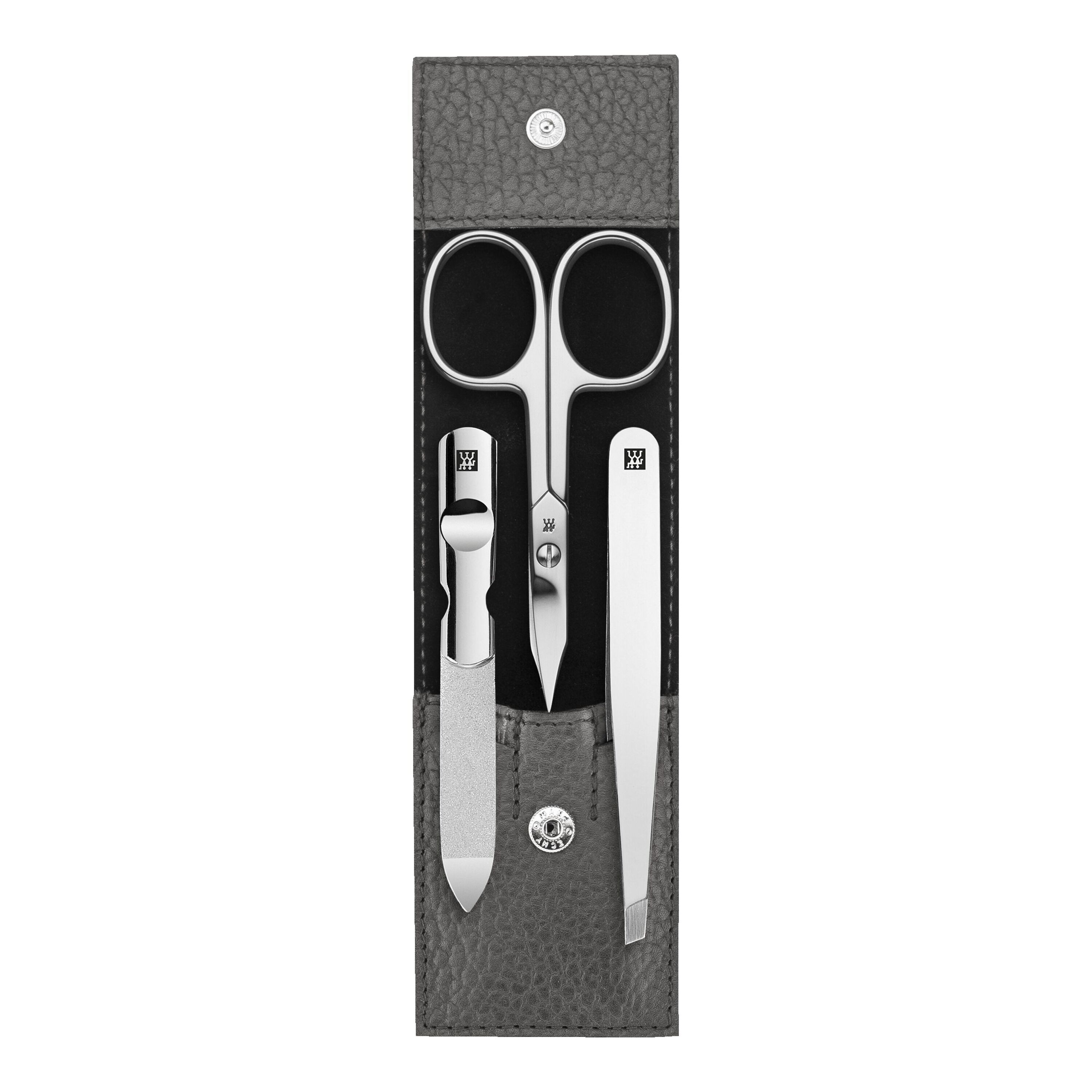 3-pcs Leather Snap fastener case anthracite