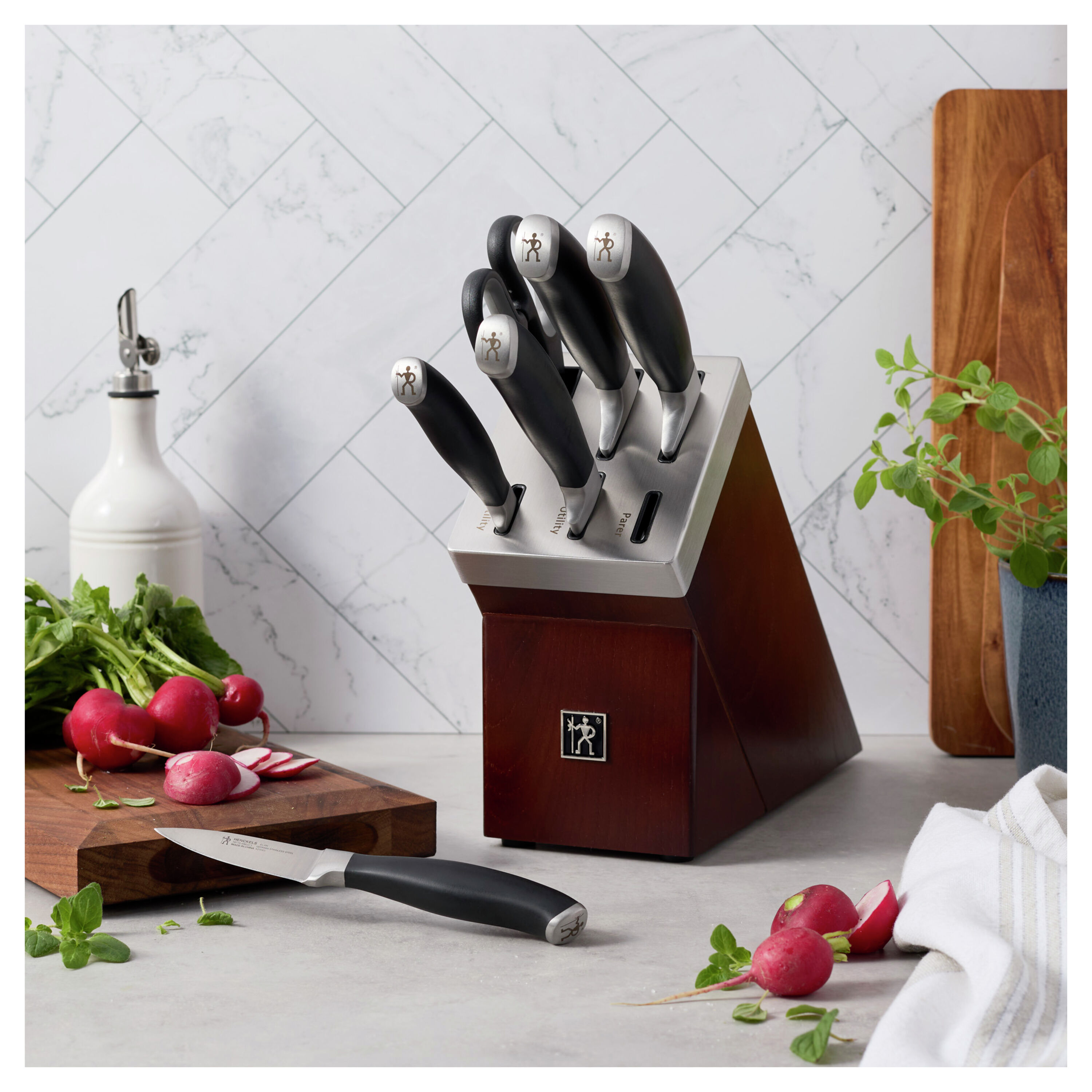 7-pcs, Knife block set, brown