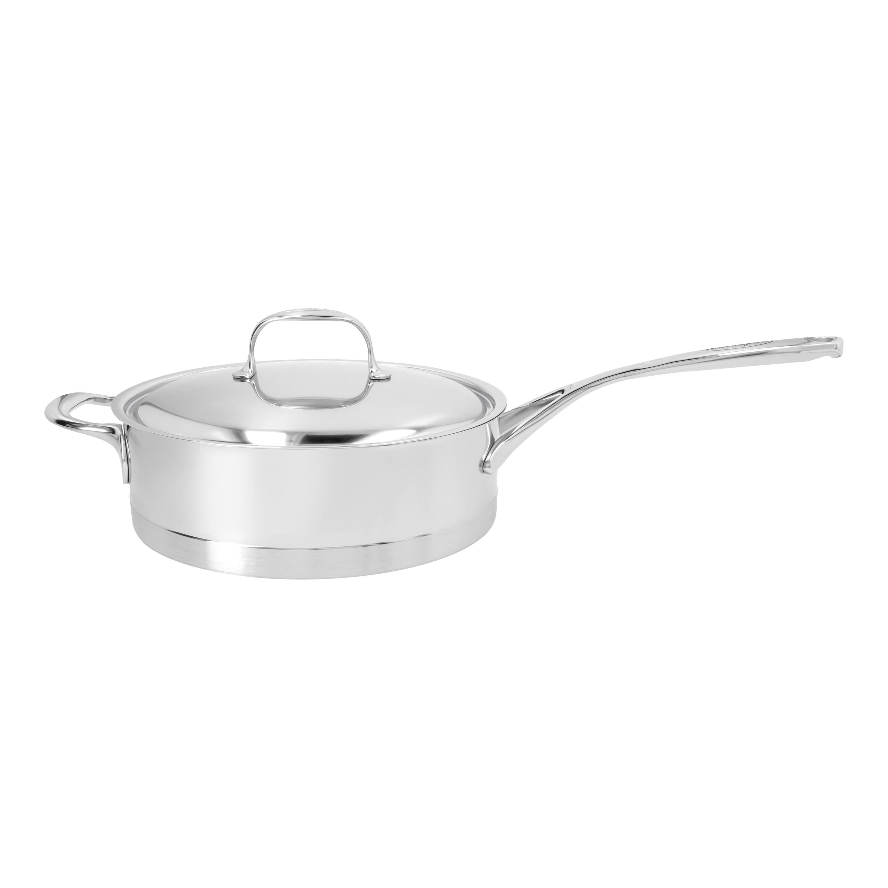 24 cm round 18/10 Stainless Steel Saute pan with lid silver