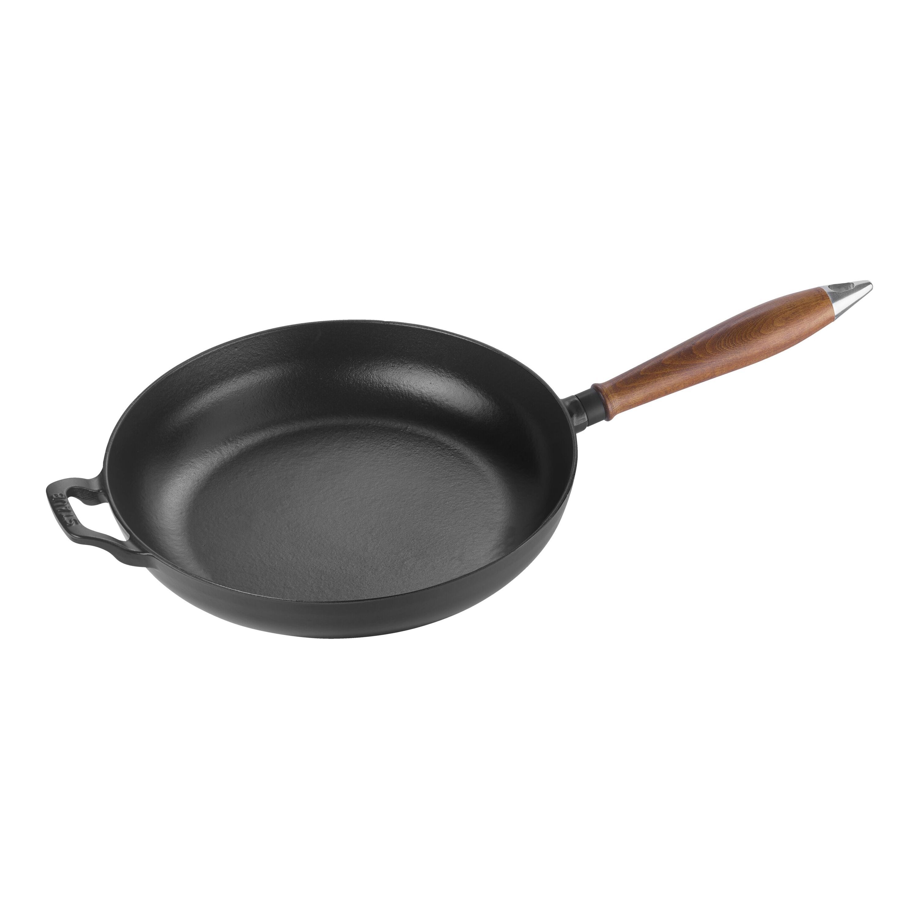 28 cm Cast iron Frying pan with wooden handle black
