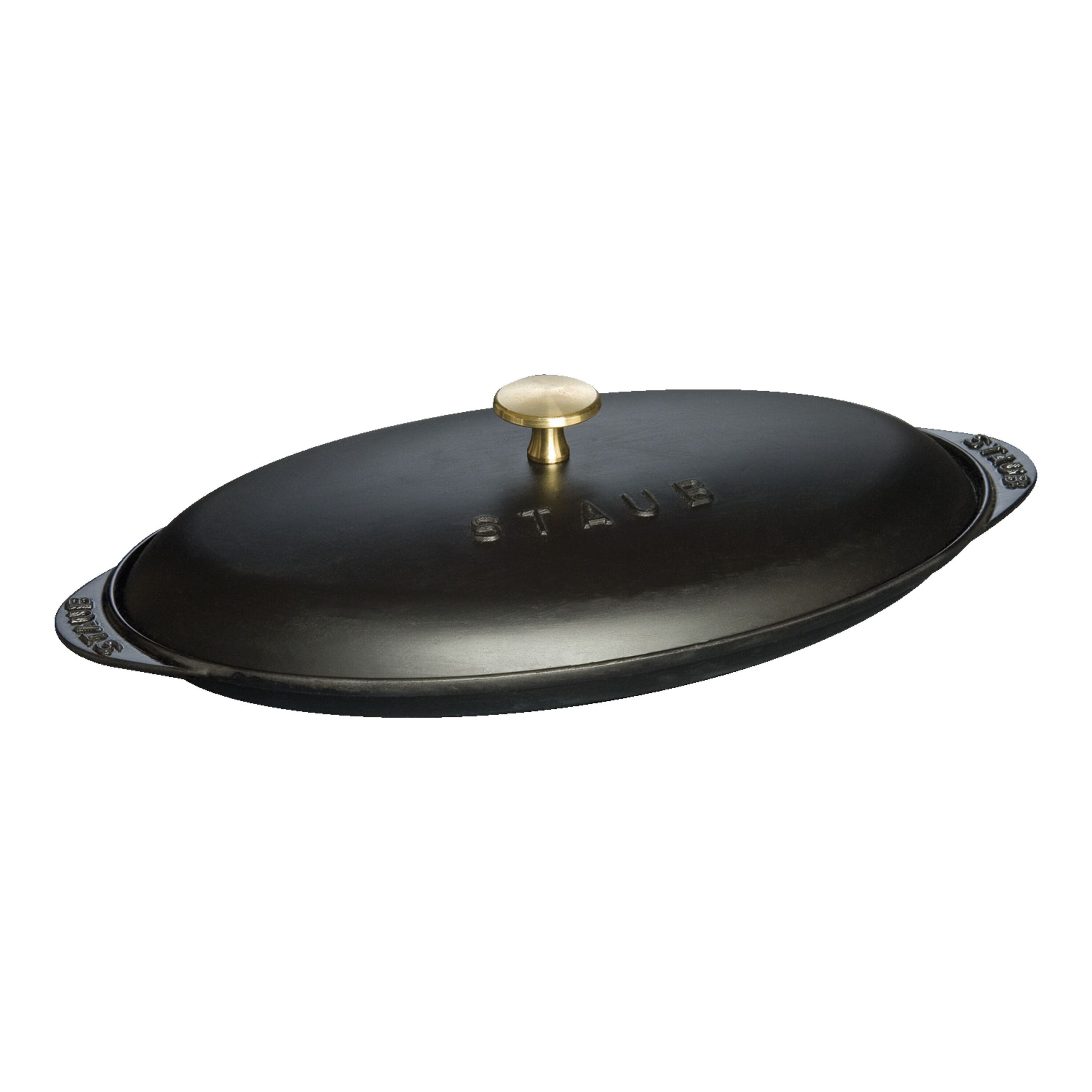 31 cm oval Cast iron Oven dish with lid black