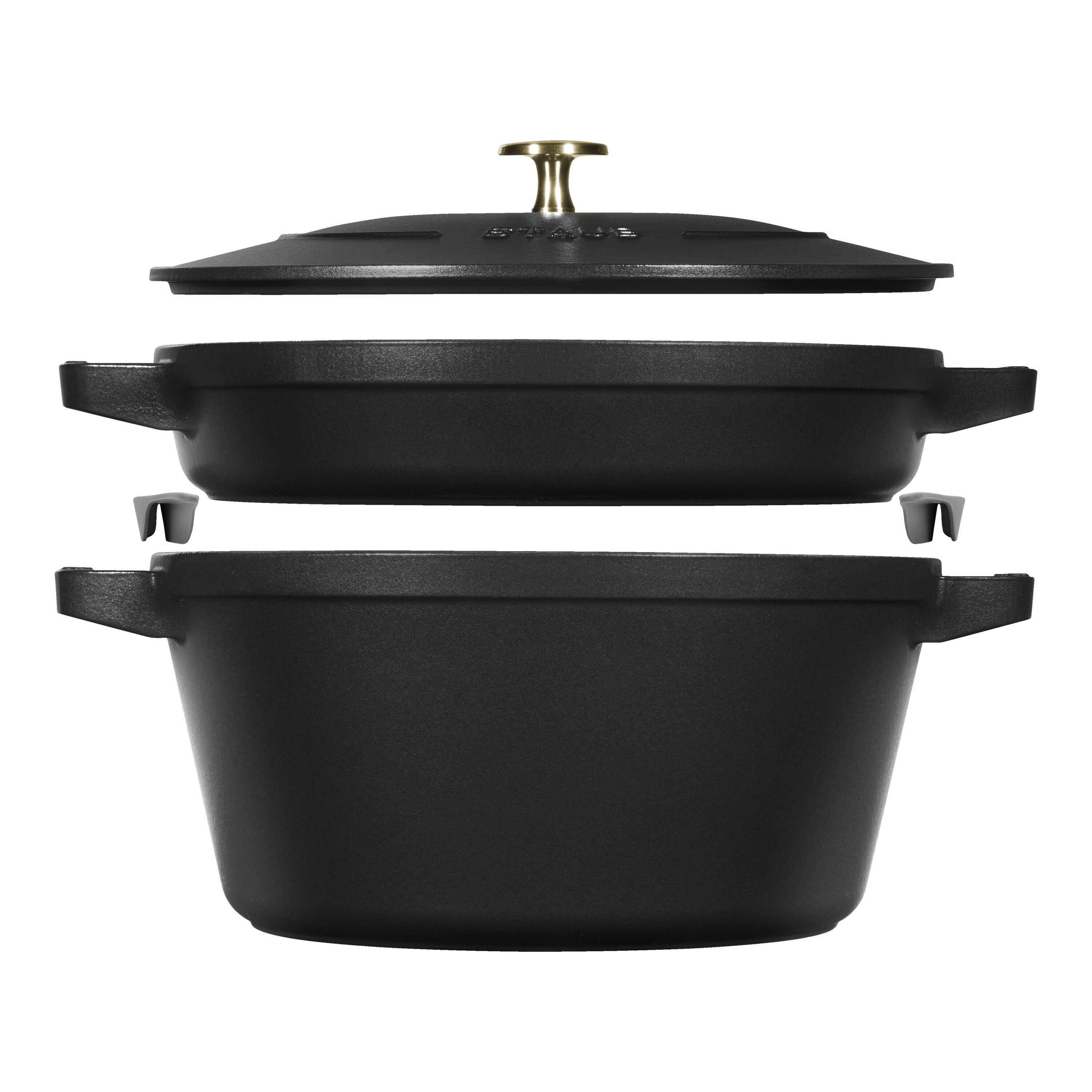 2-pcs Cast iron Pot set black