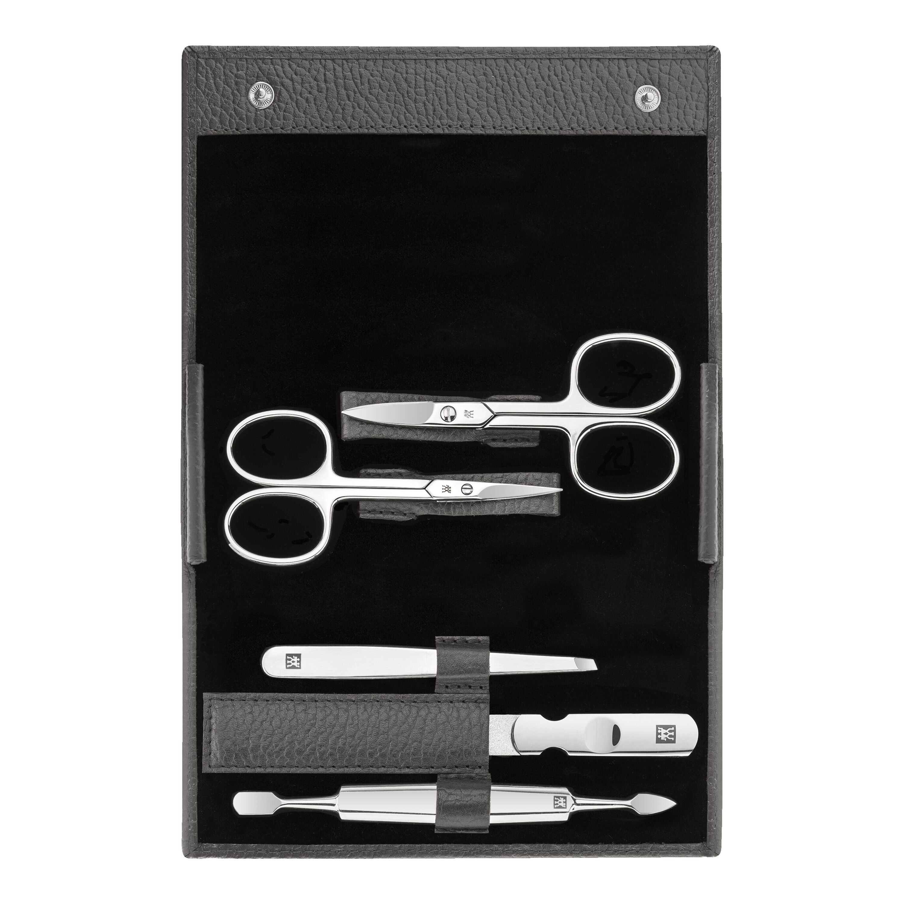 5-pcs Leather Snap fastener case anthracite