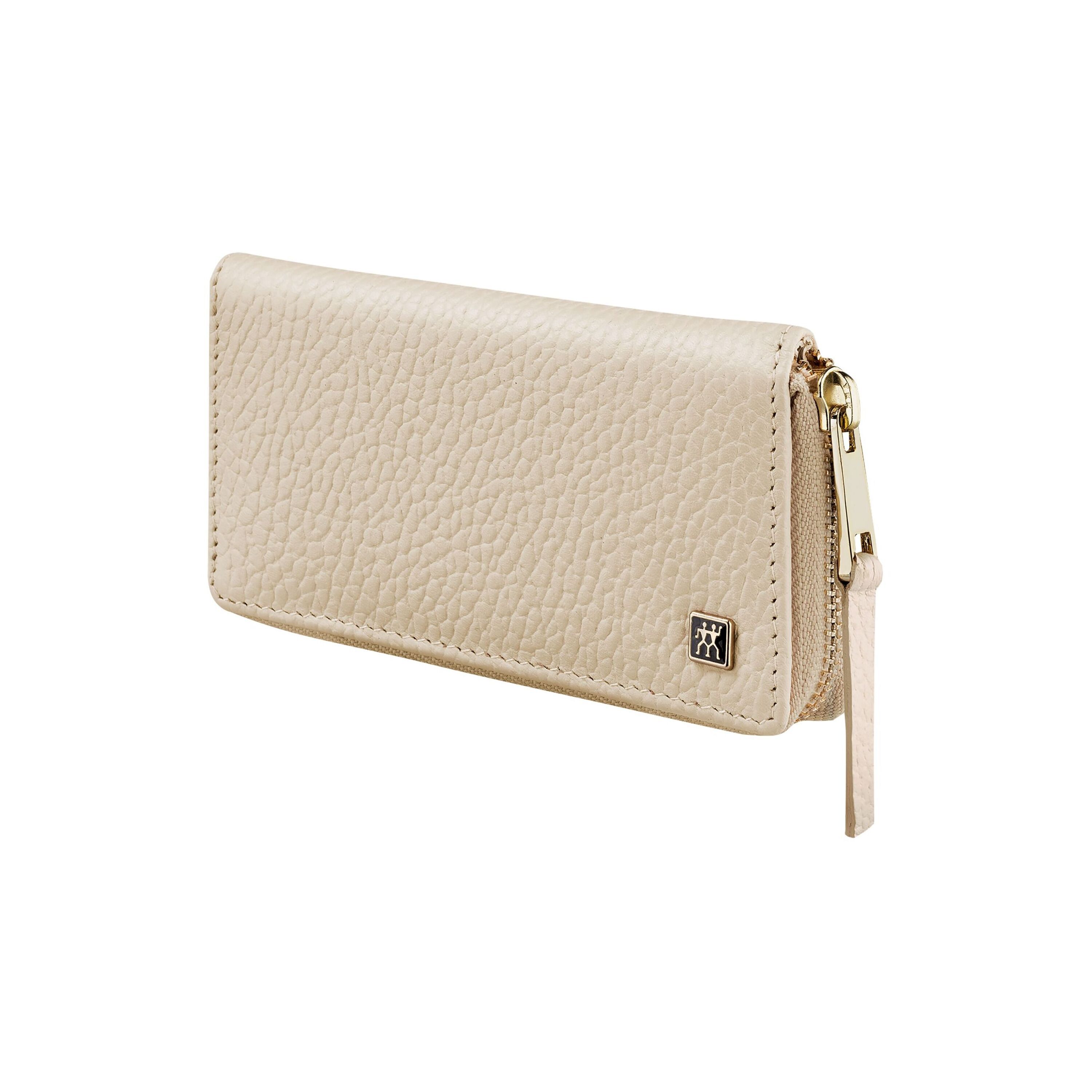 3-pcs Leather Zip fastener case off-white