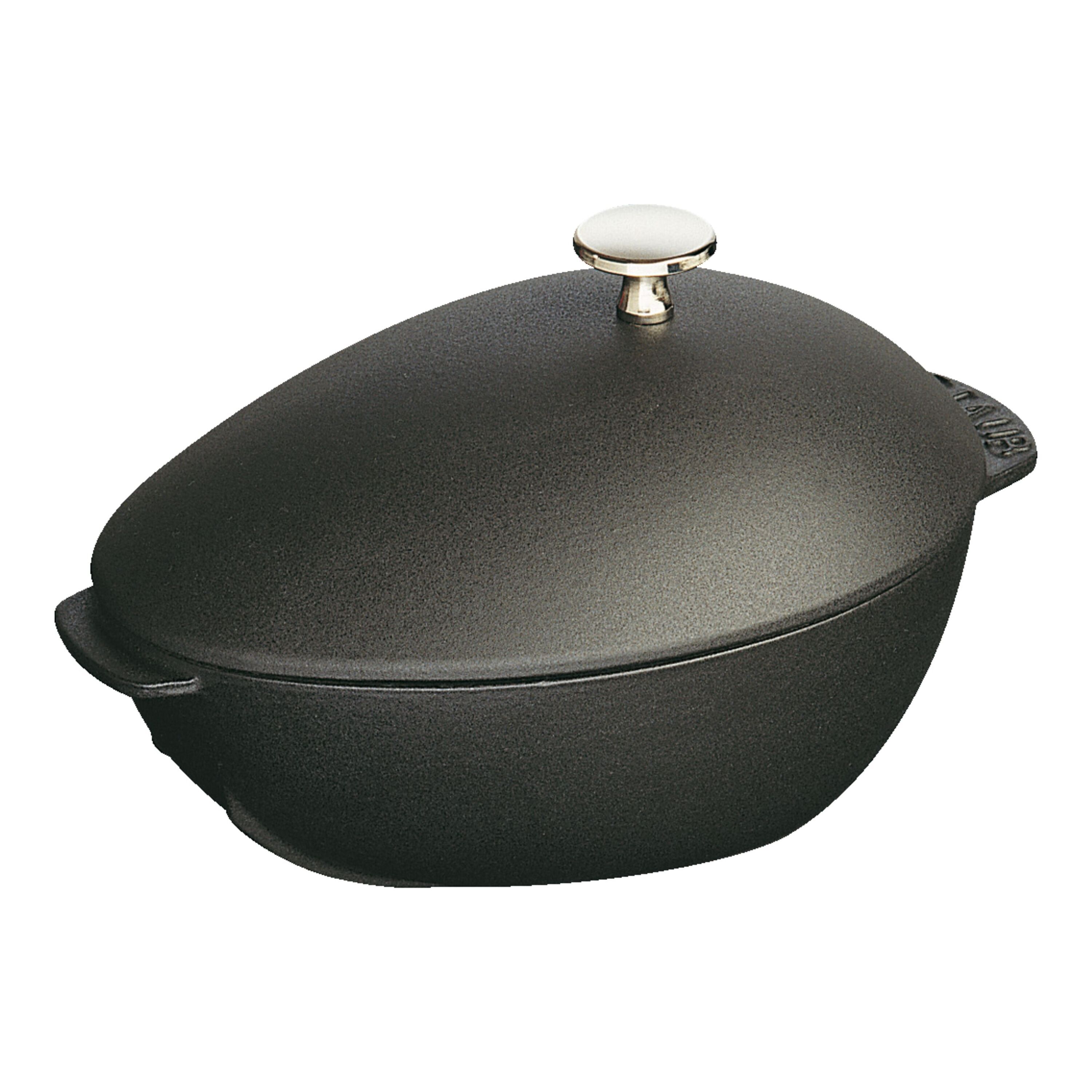 25 cm oval Cast iron Mussel pot black