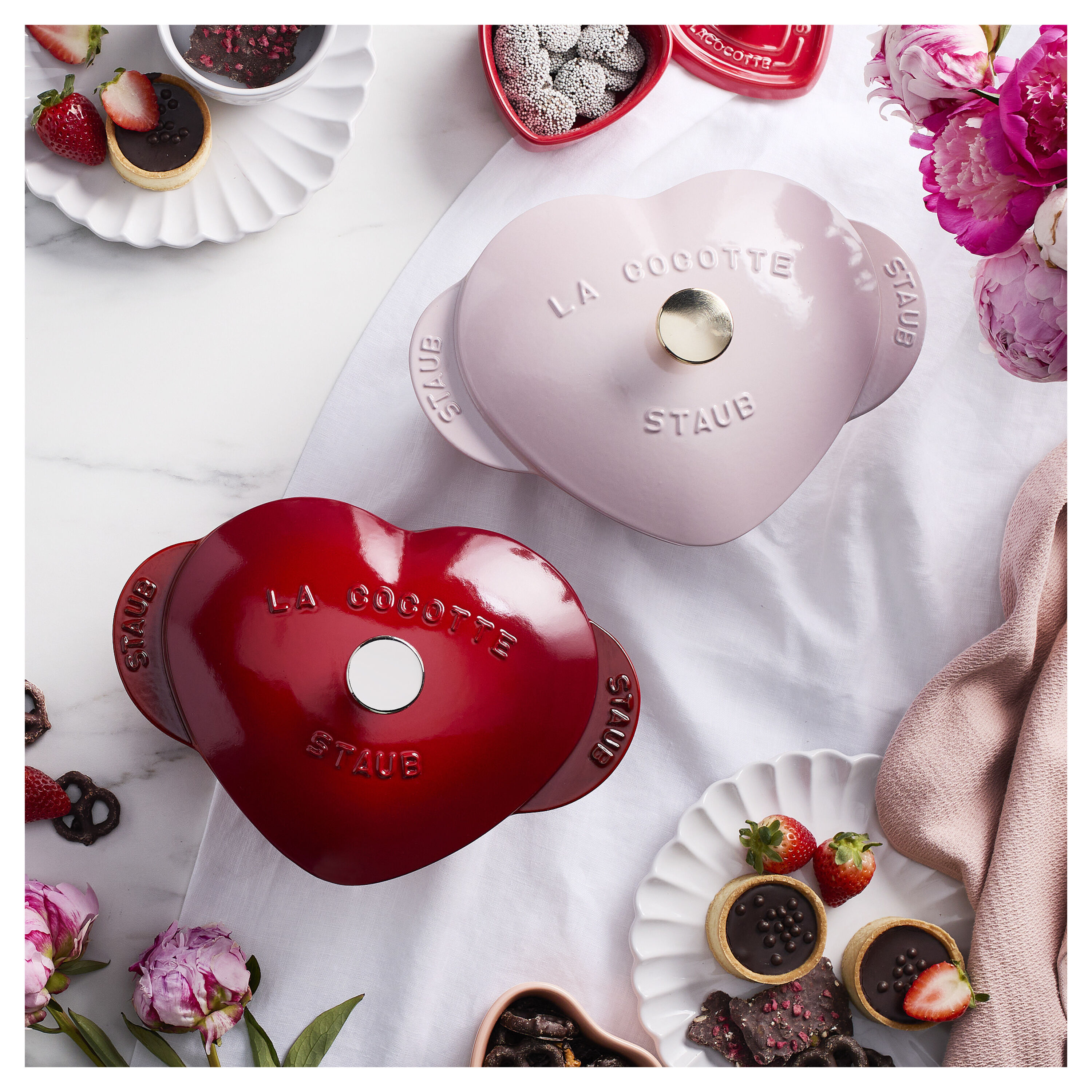 20 cm heart Cast iron Cocotte sorbet rose