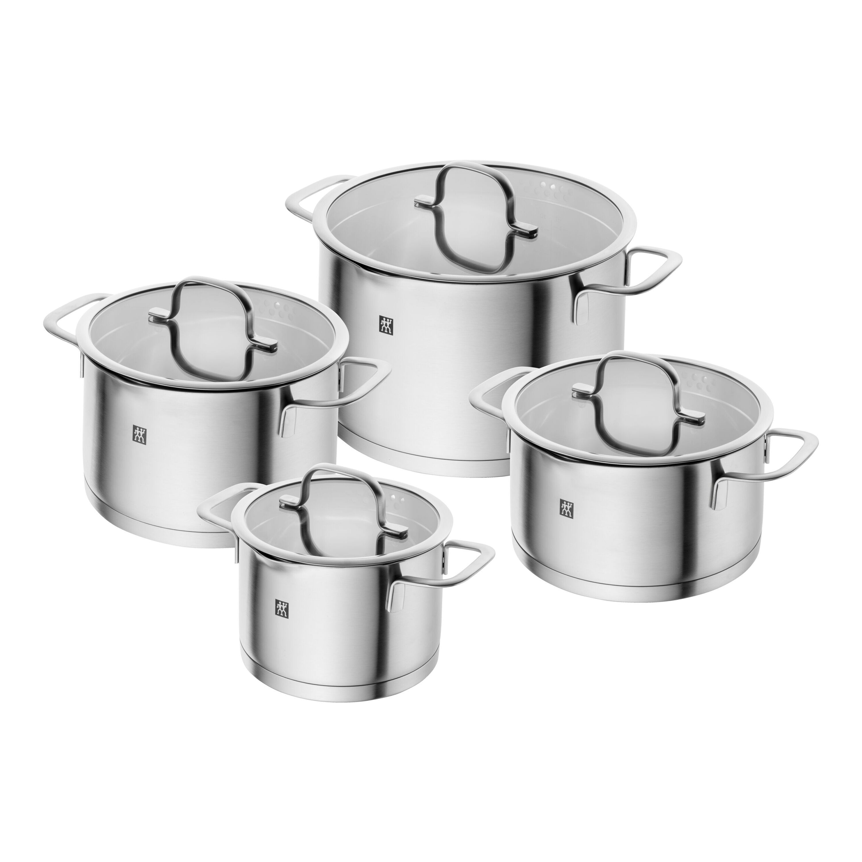 4-pcs Stainless steel Pot set silver