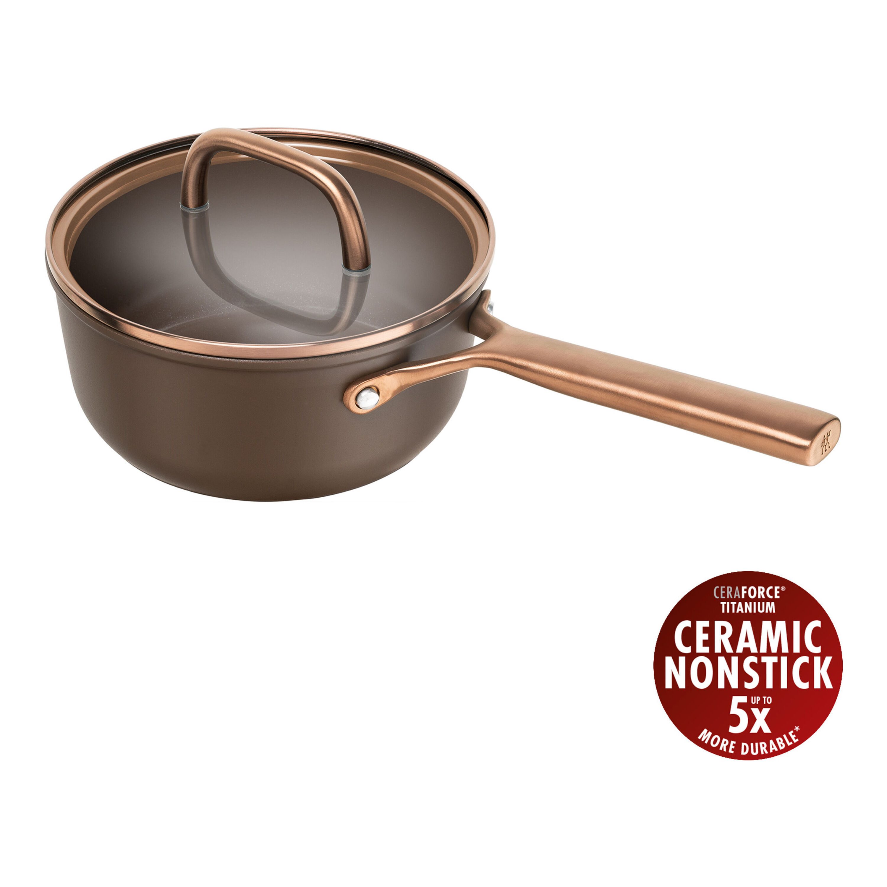 18 cm Aluminium Saucepan with glass lid brown
