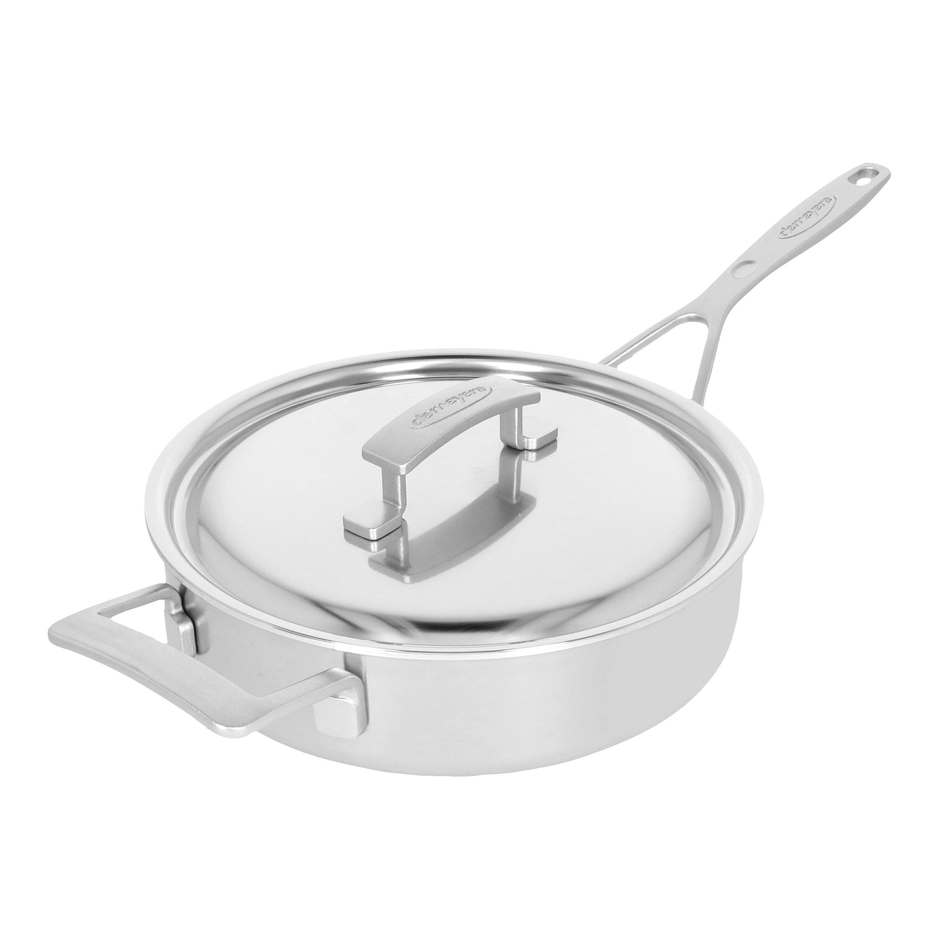 24 cm round 18/10 Stainless Steel Saute pan with lid silver
