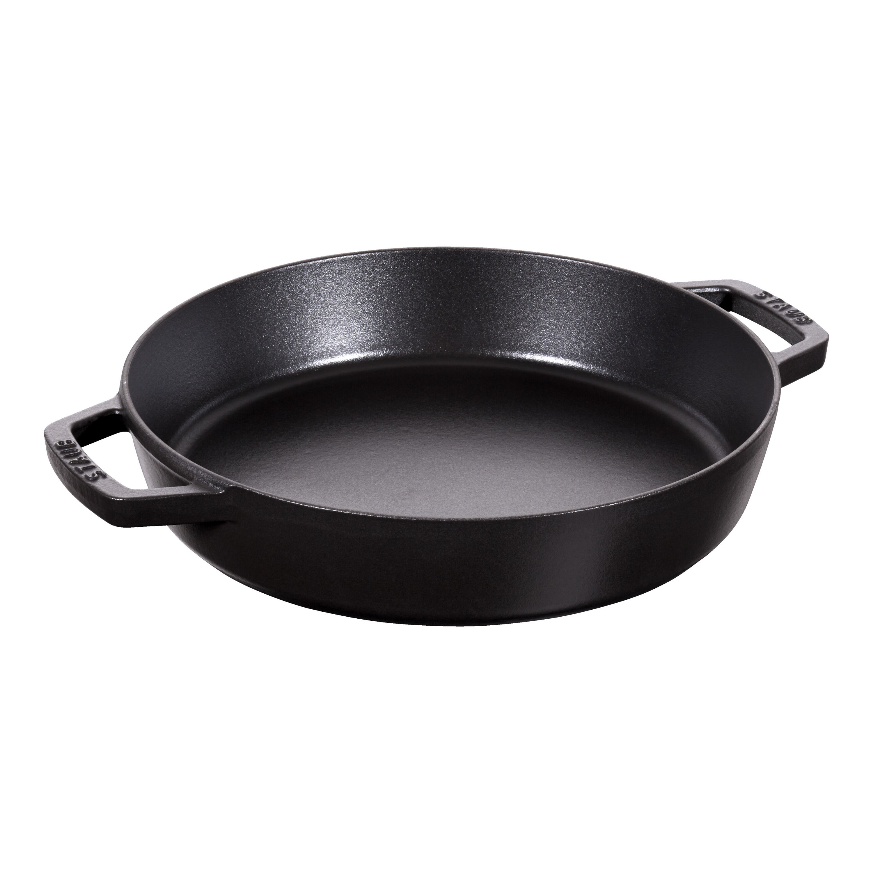 26 cm Cast iron Frying pan with 2 handles black