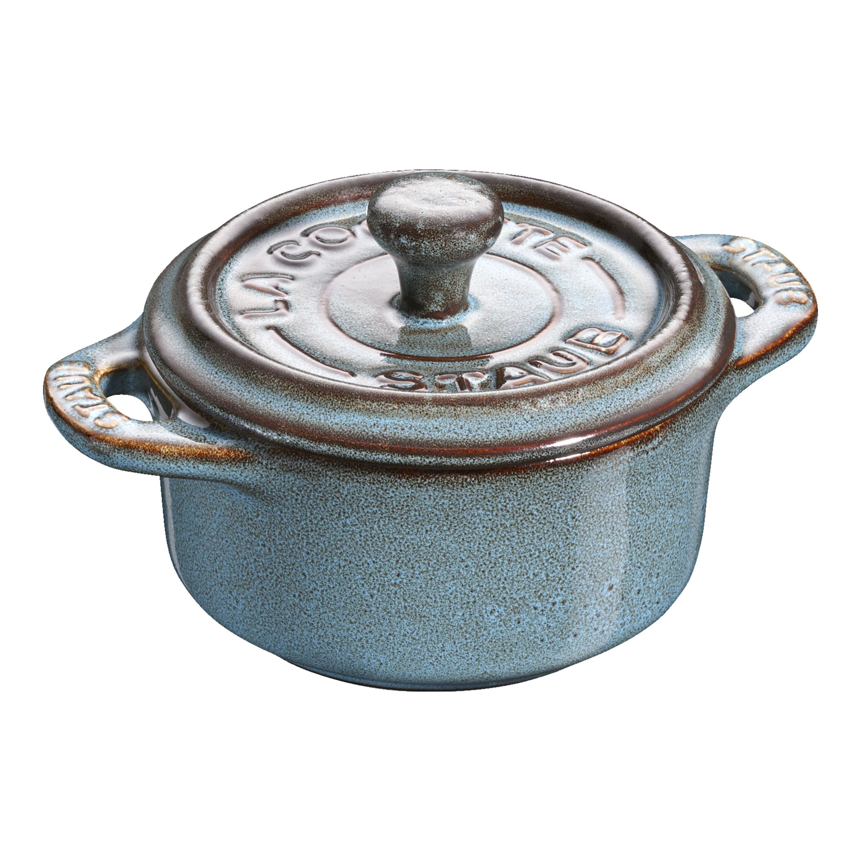 10 cm round ceramic Mini Cocotte ancient-turquoise