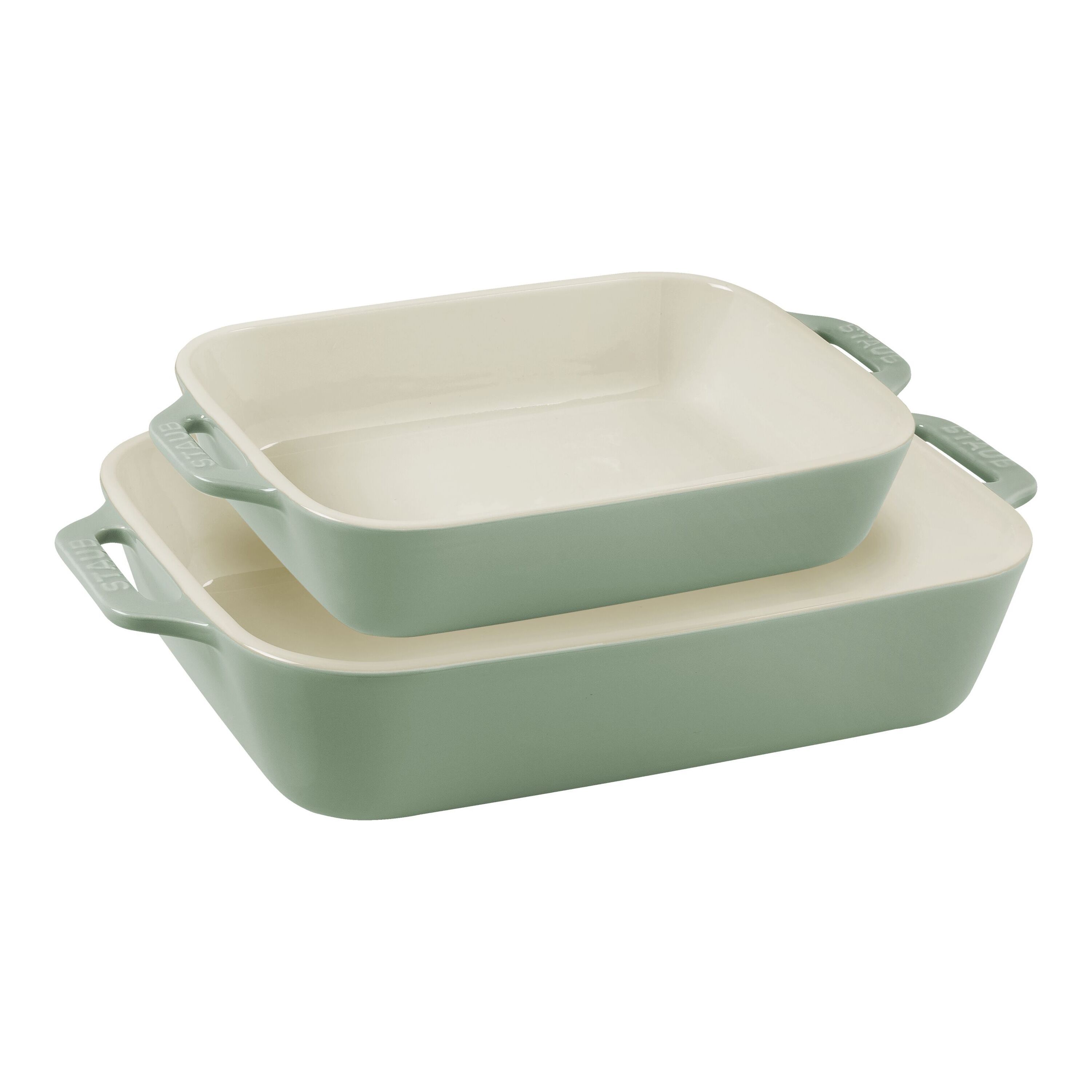 2-pcs rectangular ceramic Ovenware set eucalyptus