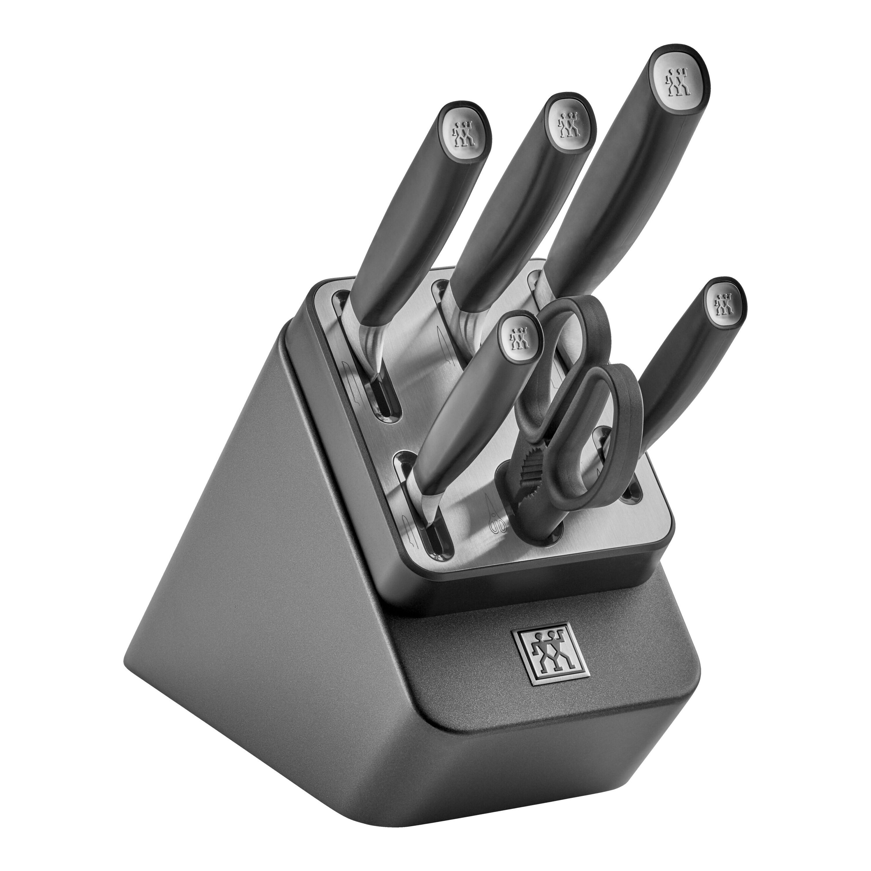 7-pcs, Knife block set, silver, anthracite