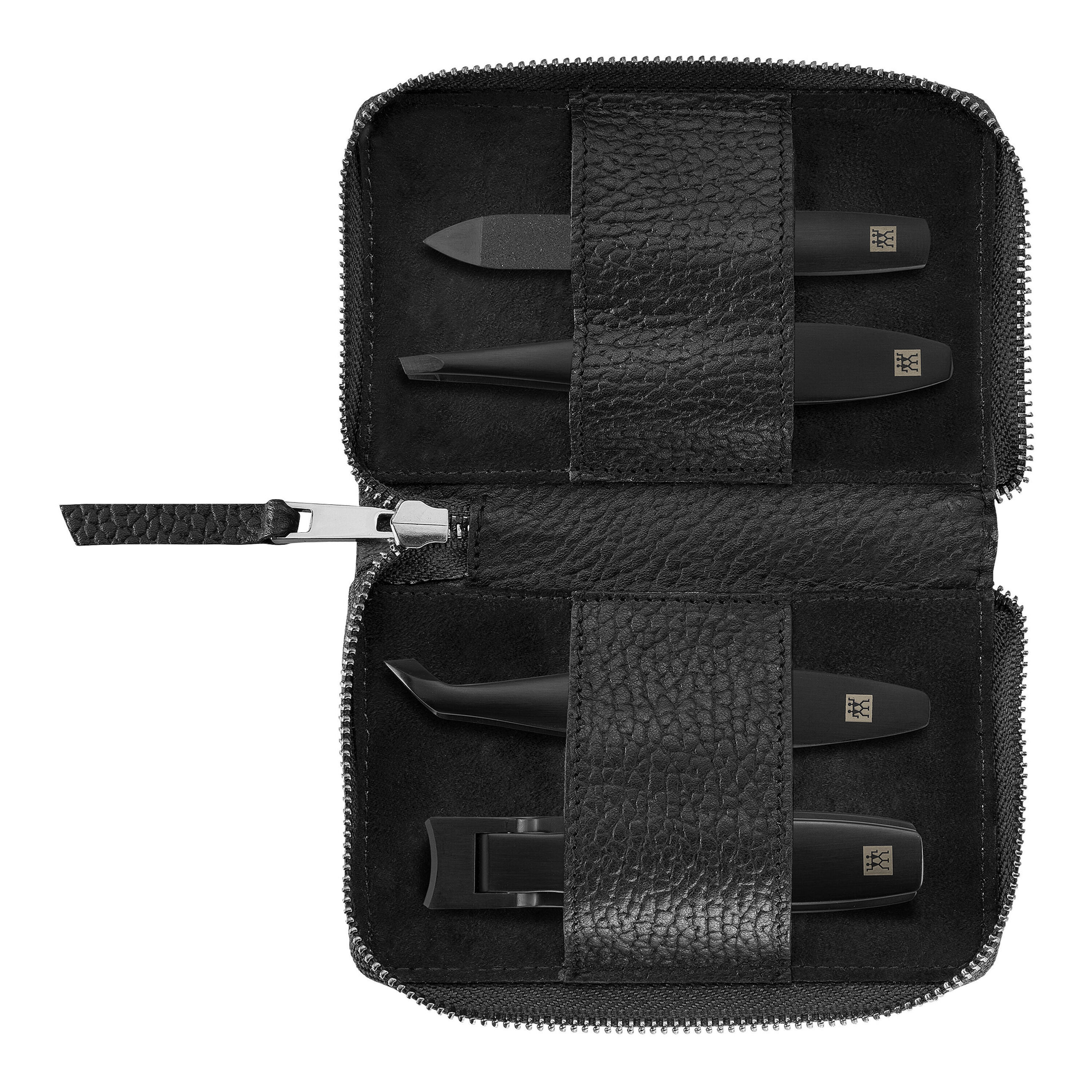 4-pcs Leather Zip fastener case black