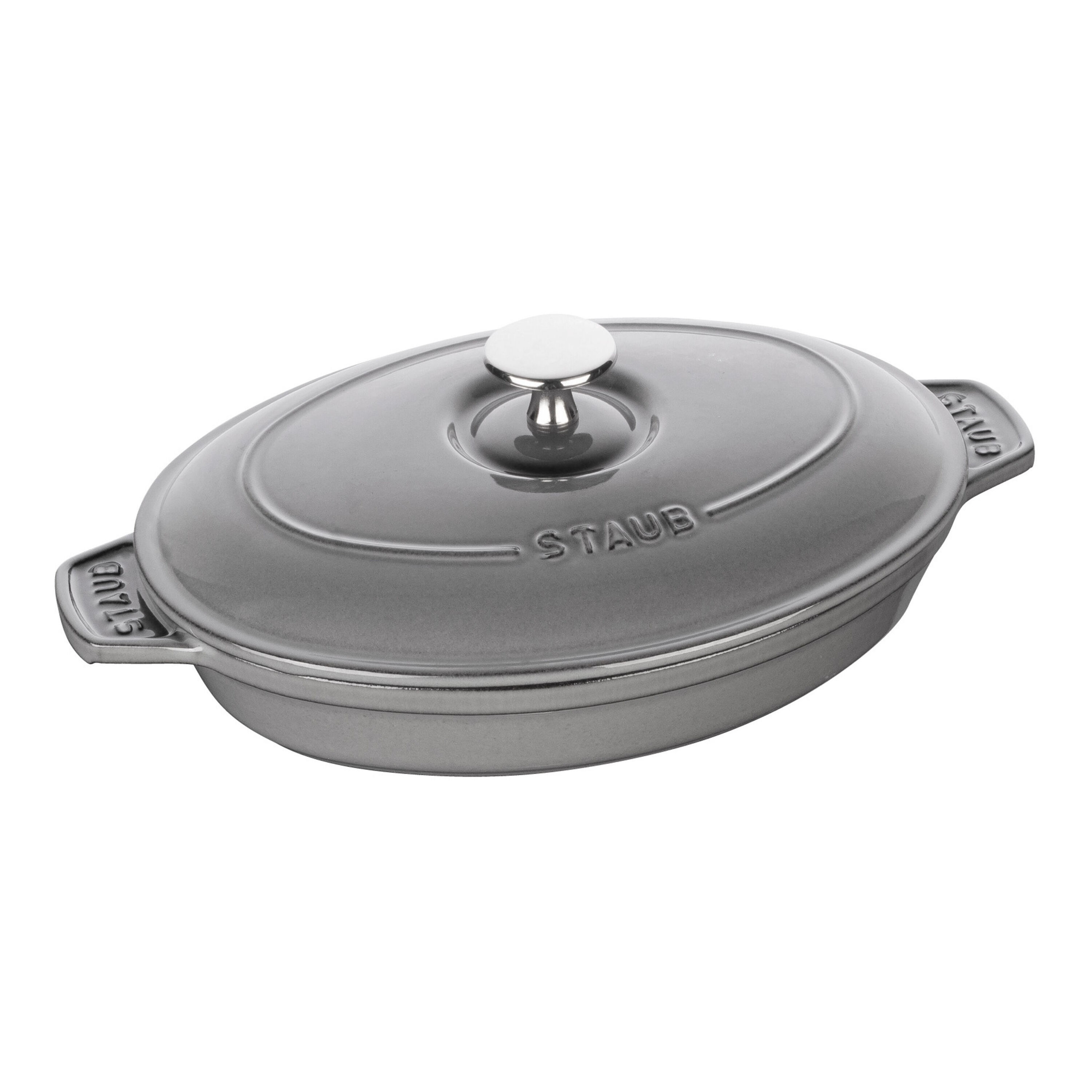 23 cm oval Cast iron Oven dish with lid graphite-grey
