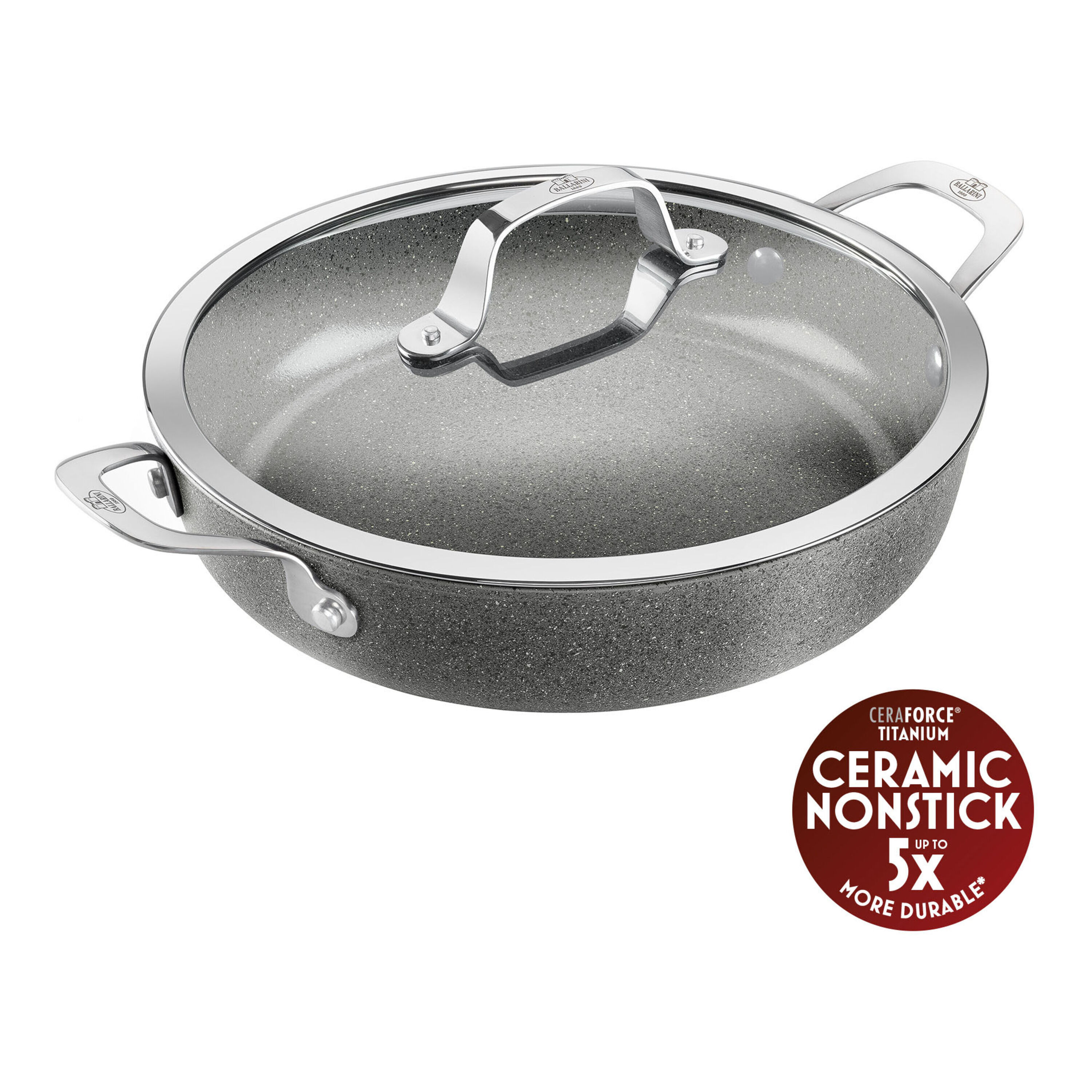 Serving pan with lid, 28 cm, Titanium-reinforced ceramic non-stick coating, Titanium-reinforced ceramic non-stick coating