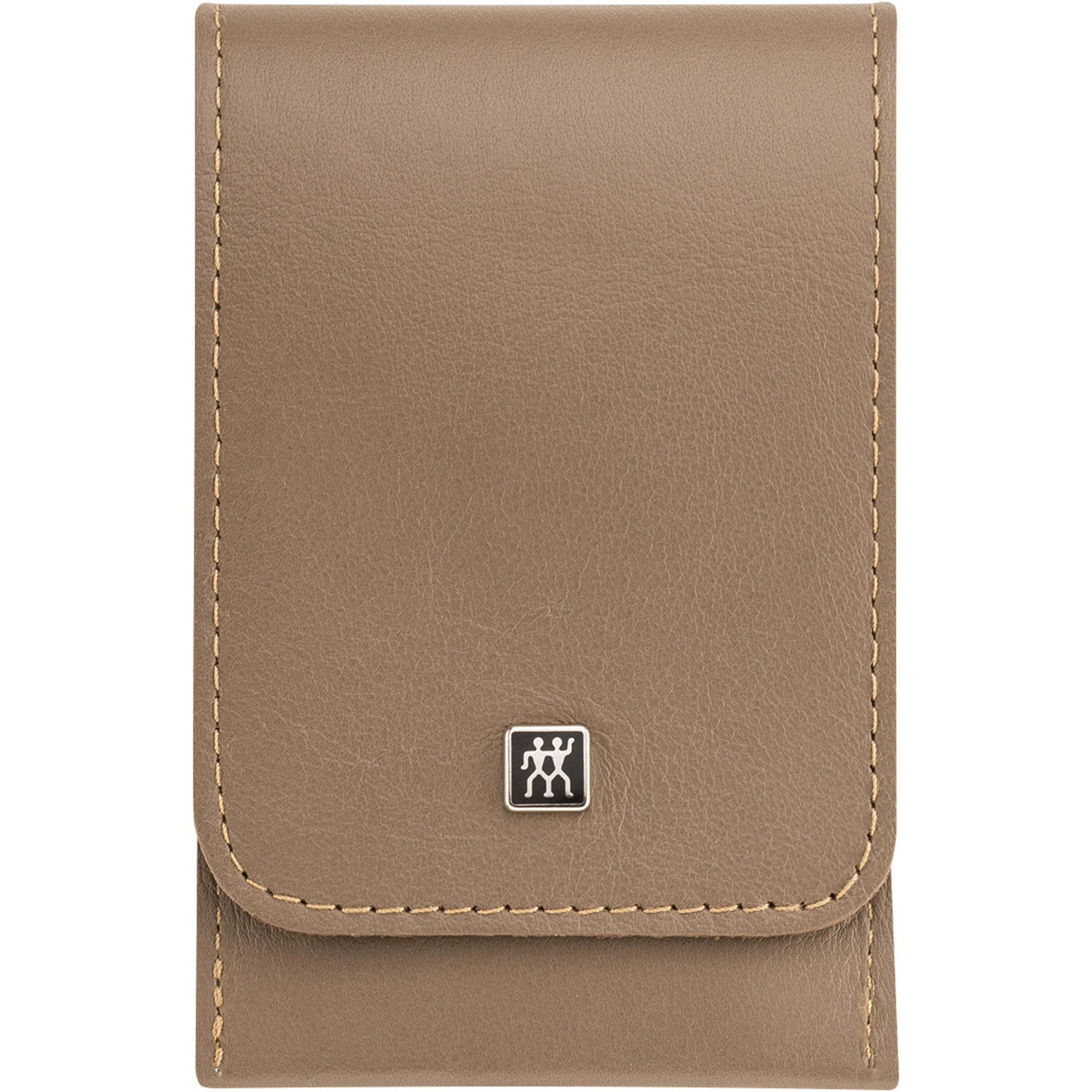 4-pcs Calf leather Snap fastener case taupe