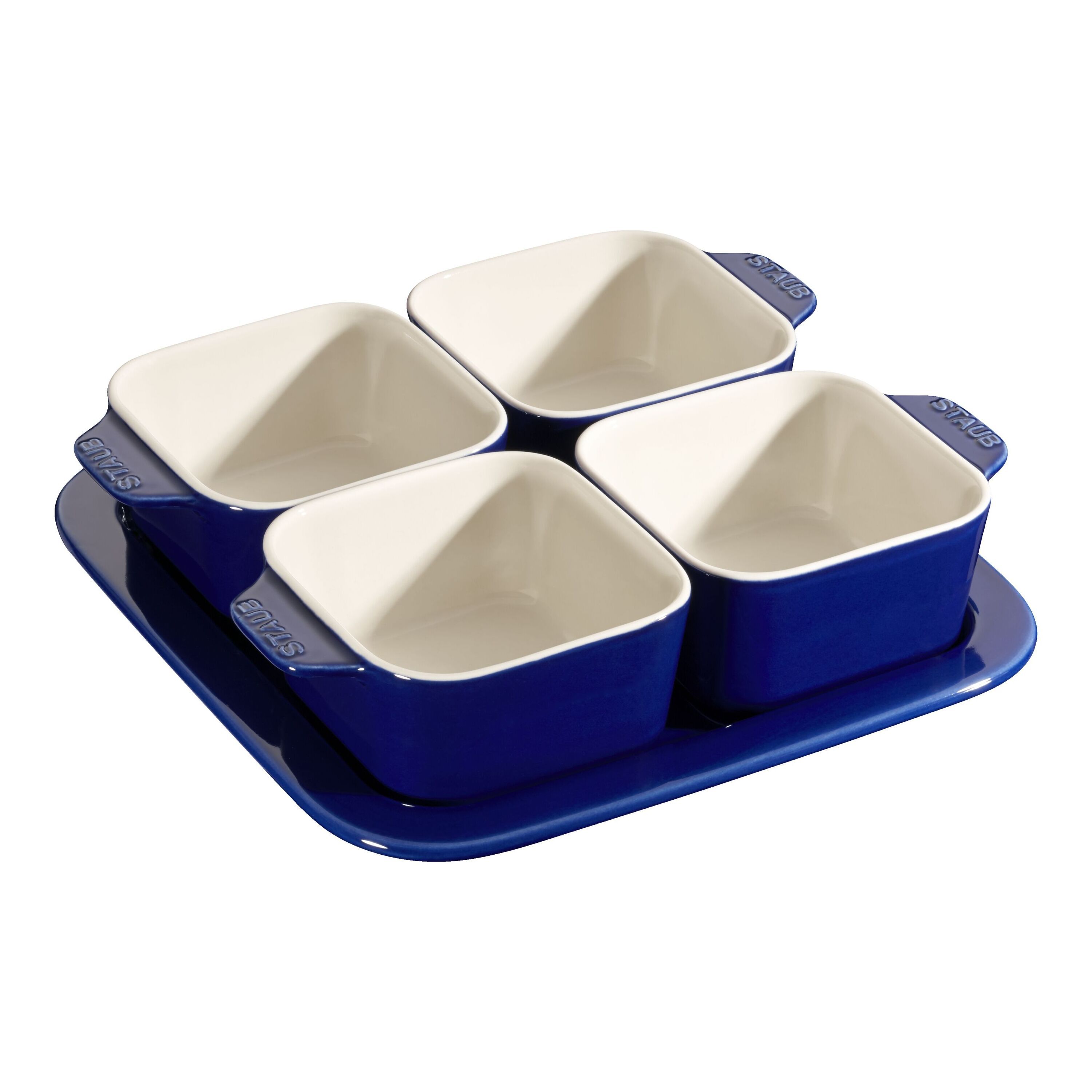 5-pcs square ceramic Appetiser set dark-blue