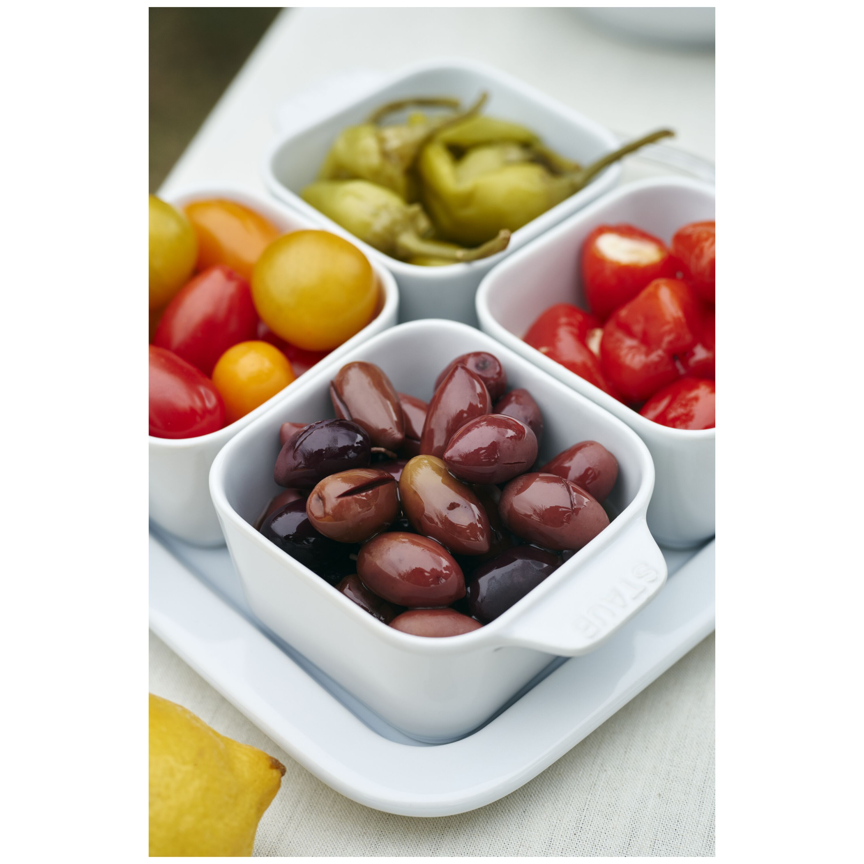5-pcs square ceramic Appetiser set white