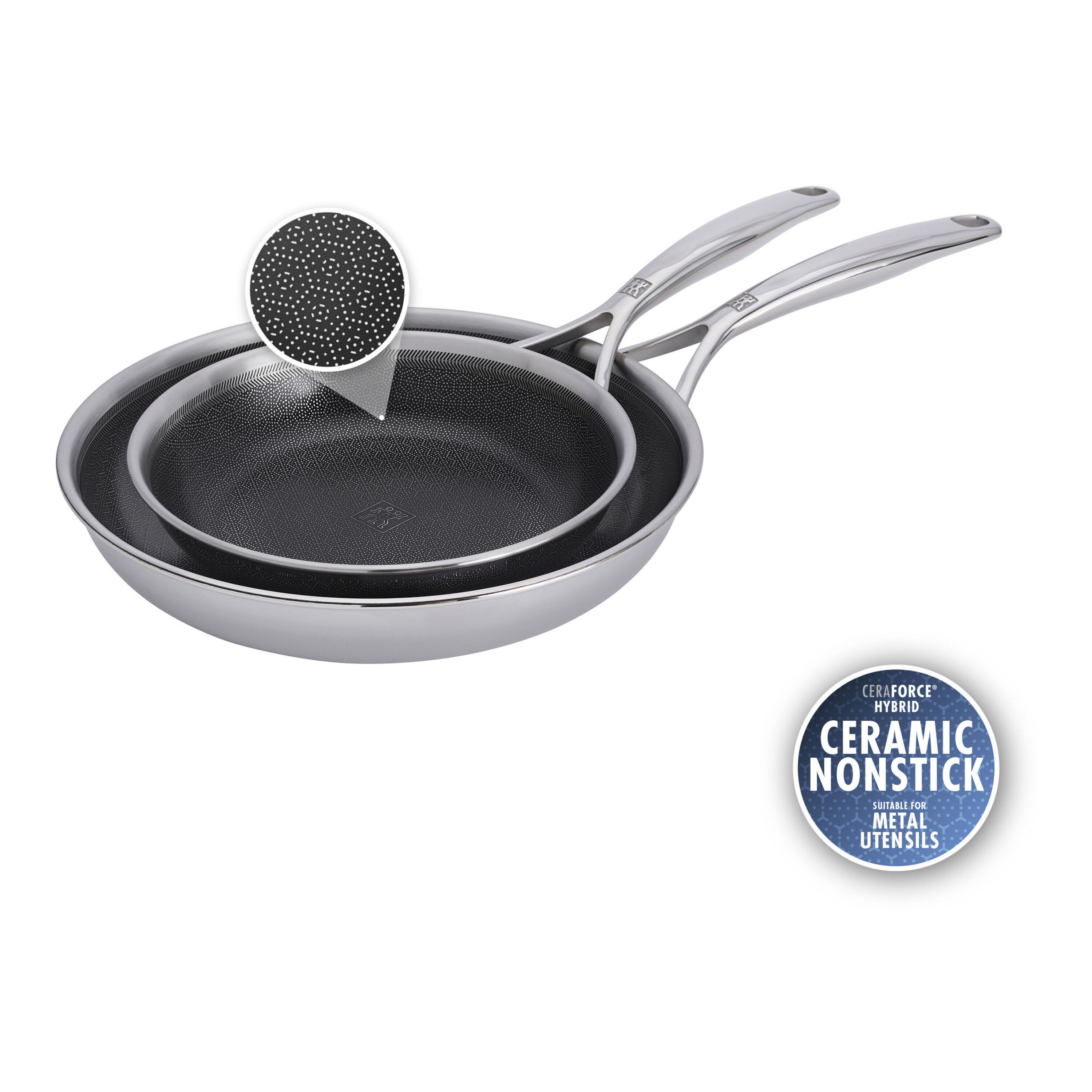 2-pcs 18/10 Stainless Steel Frying pan set silver
