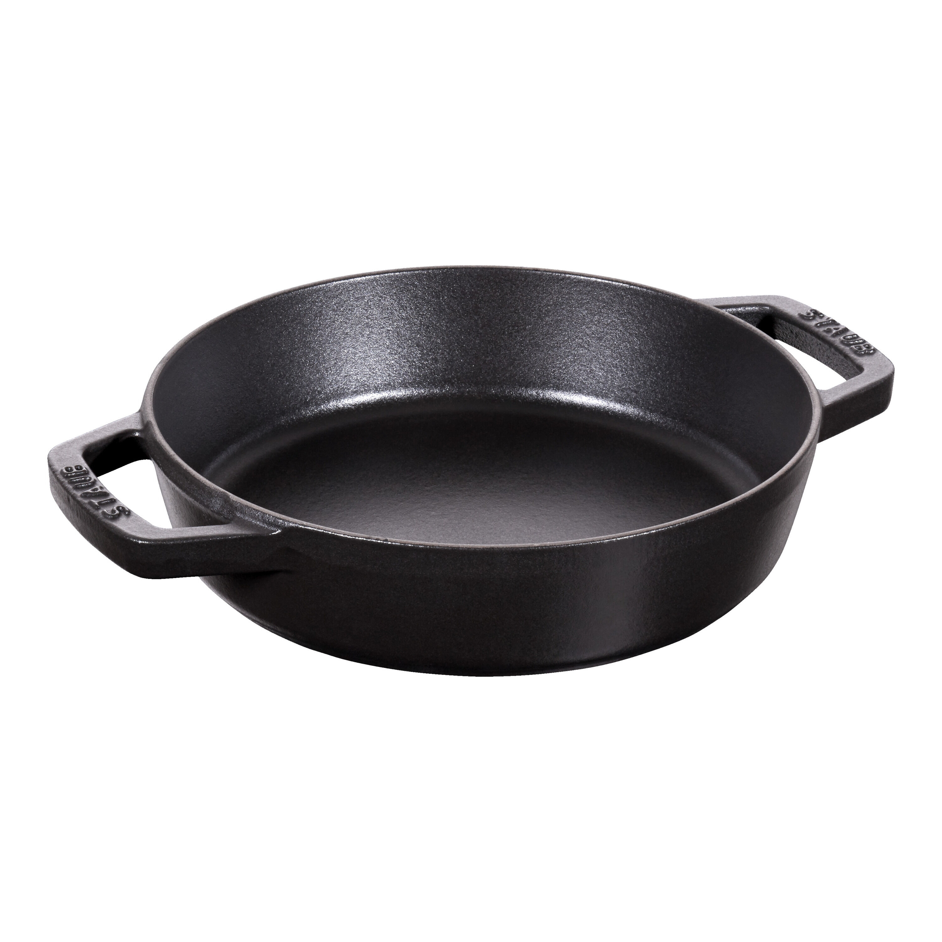 20 cm Cast iron Frying pan with 2 handles black