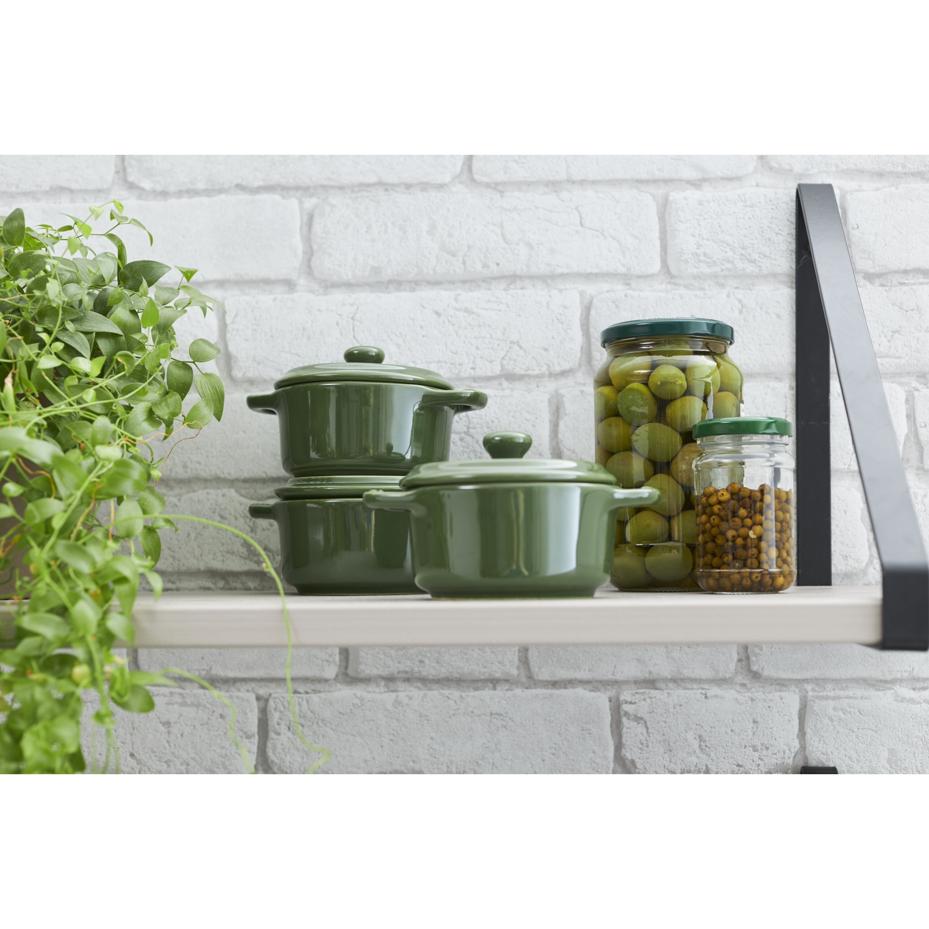10 cm round ceramic Mini Cocotte basil-green