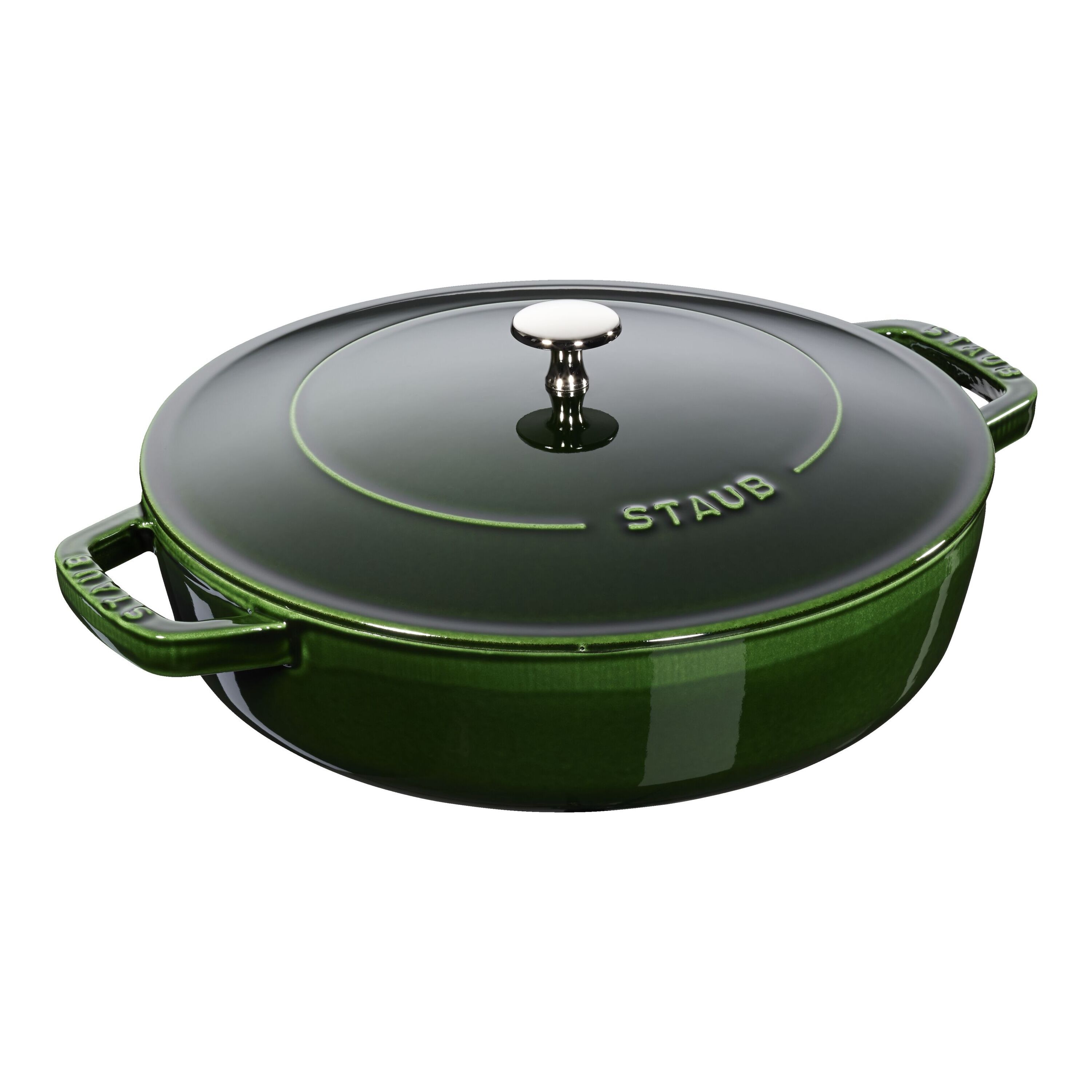 28 cm round Cast iron Saute pan Chistera basil-green