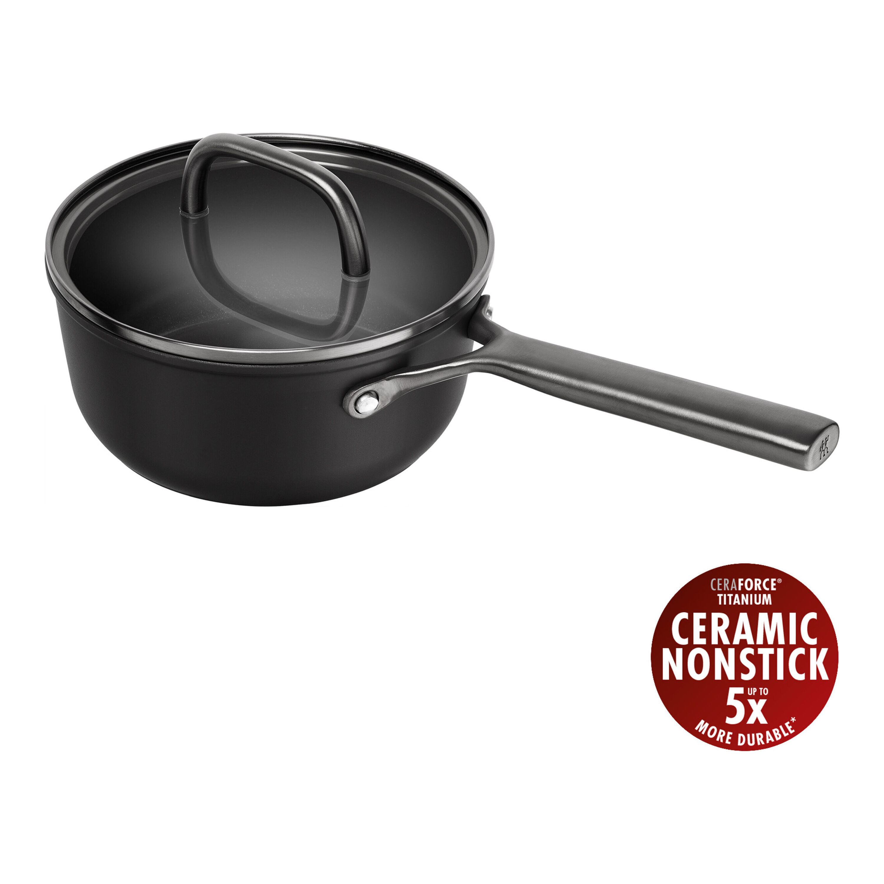 18 cm Aluminium Saucepan with glass lid black