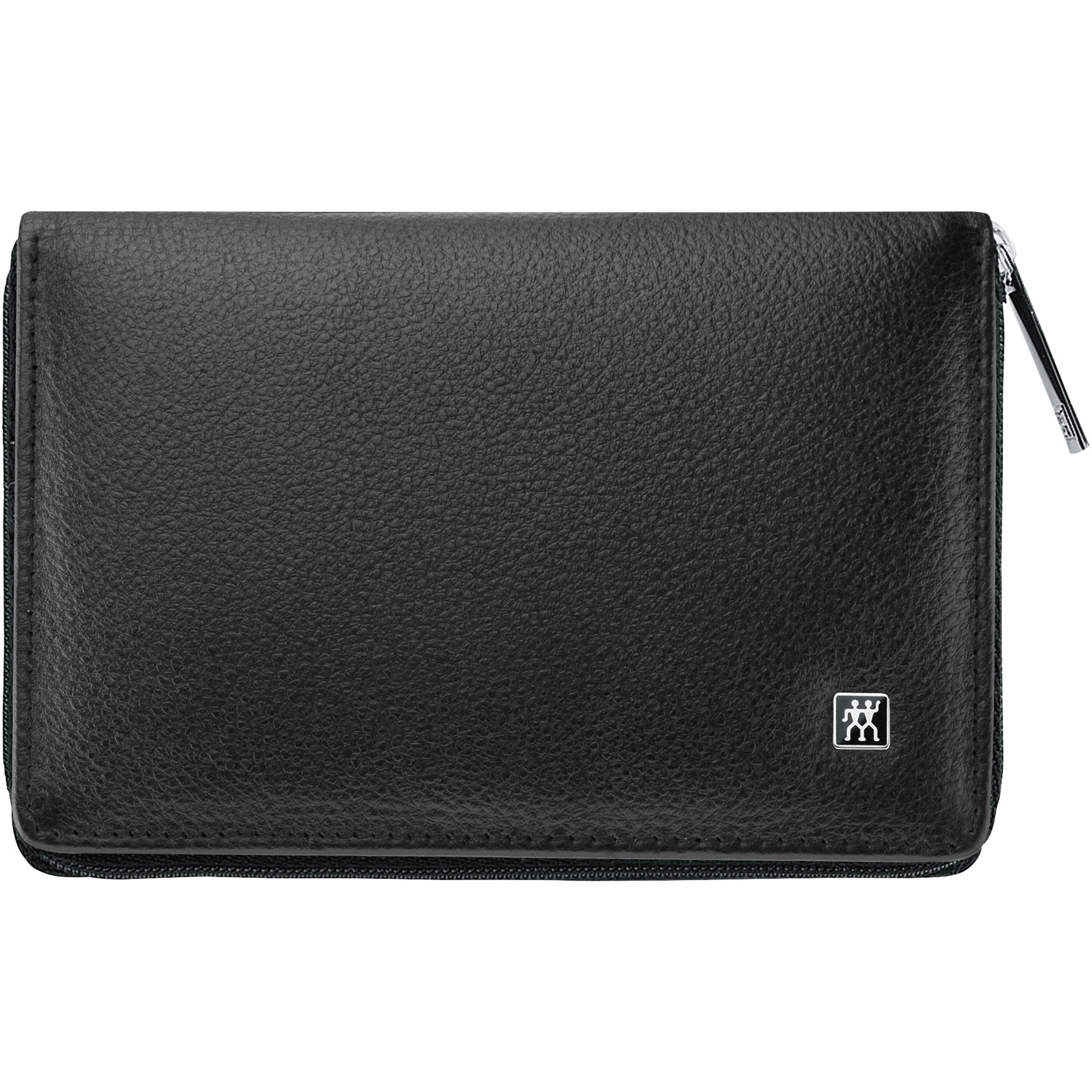 8-pcs Nappa leather Zip fastener case black